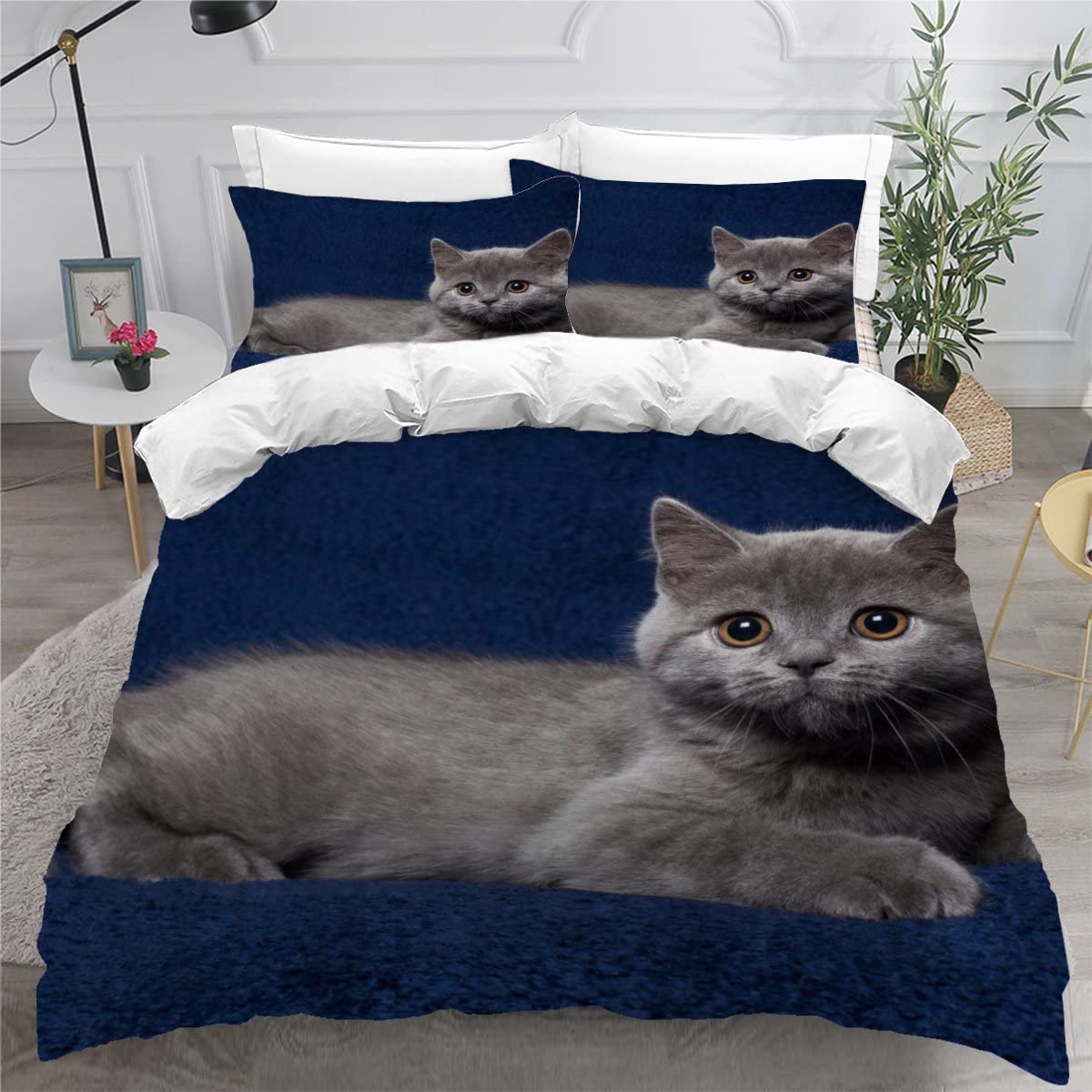 Parure de lit 1 personne motif chat 3D pour une chambre d'enfant cocooning