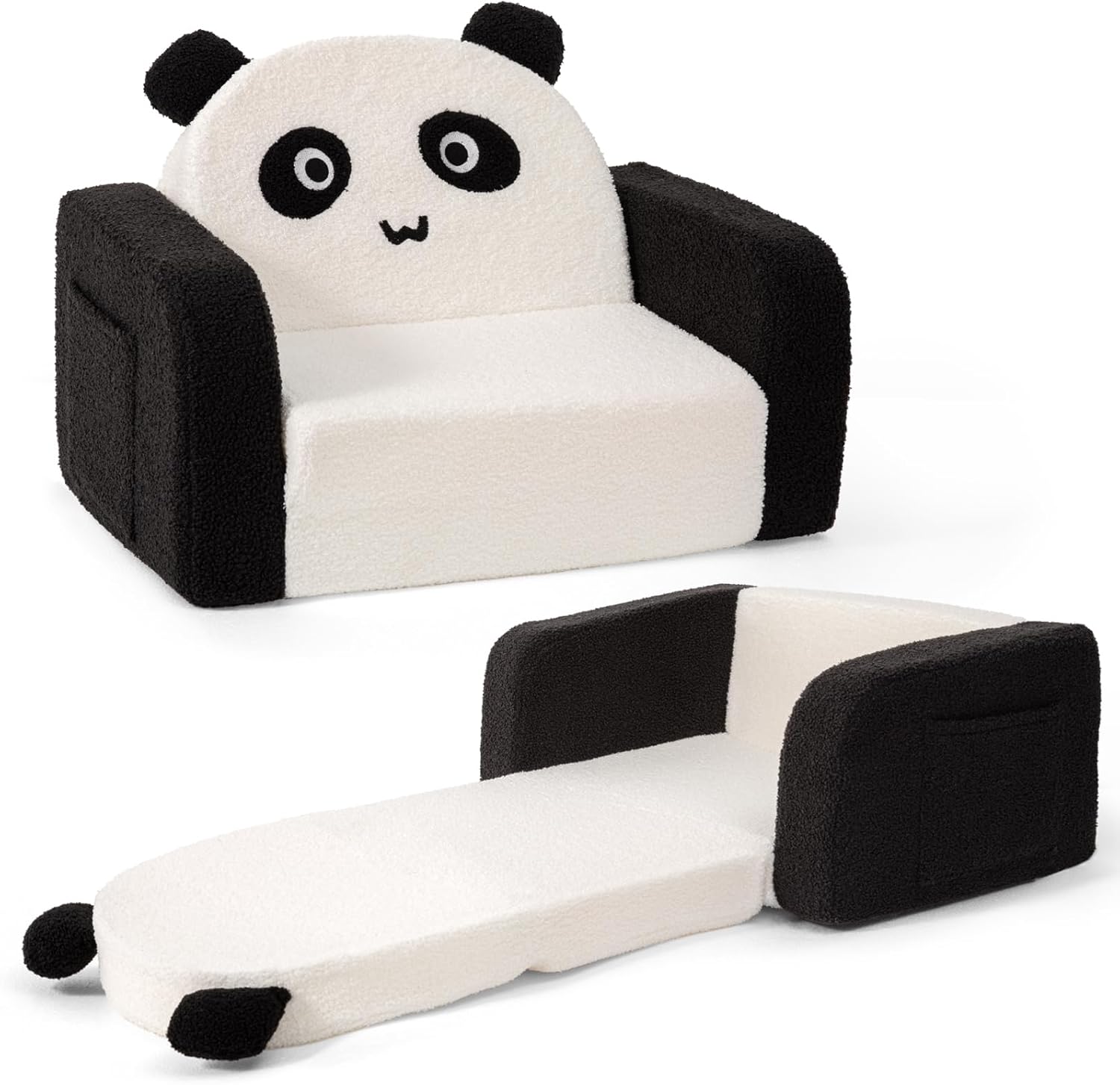 Toddler Chair for Kids, 2-in-1 Comfy Toddler Couch, Convertible Baby Foam Sofa to Lounger for Boys & Girls 1-3 Years Old, Panda