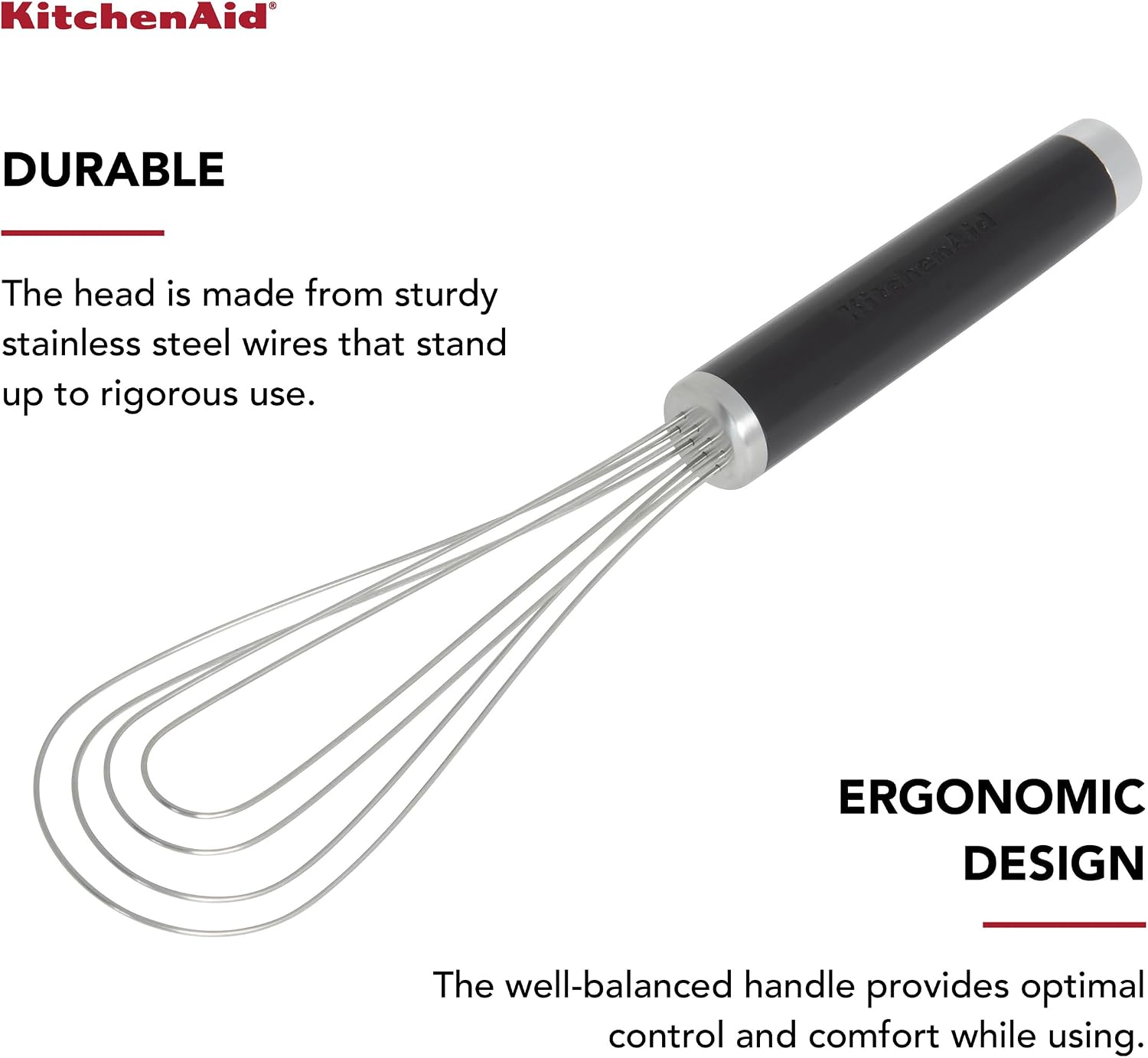 KitchenAid Flat Whisk, Black, 11.5-Inch