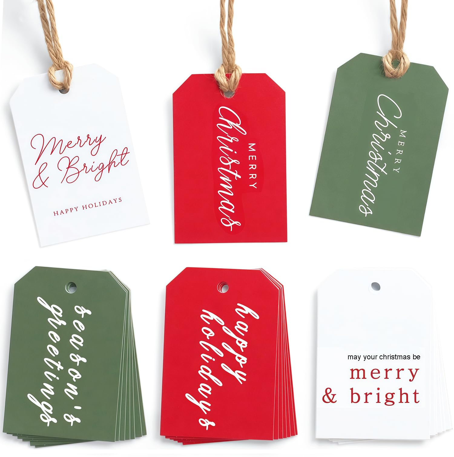 48Pcs Christmas Gift Tags for Presents, Xmas Gift Tags with Strings