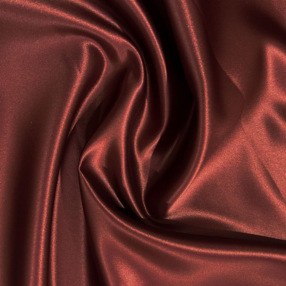 E. U. Fabrics Duchess Satin Polyester Fabric | Bridal Satin Material for Wedding and Prom Dresses | High-Quality Dressmaking Fabric for Drapes, Curtains, and Dancewear (Rusty Brown, 1 METRE X 150CM)