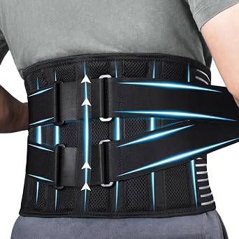 Back Braces for Men and Women, Back Support Belt for Lower Back Pain Relief with 6 Stays, Breathable Lumbar Support Belt with Dual Adjustable Straps for Sciatica,Herniated DiscS