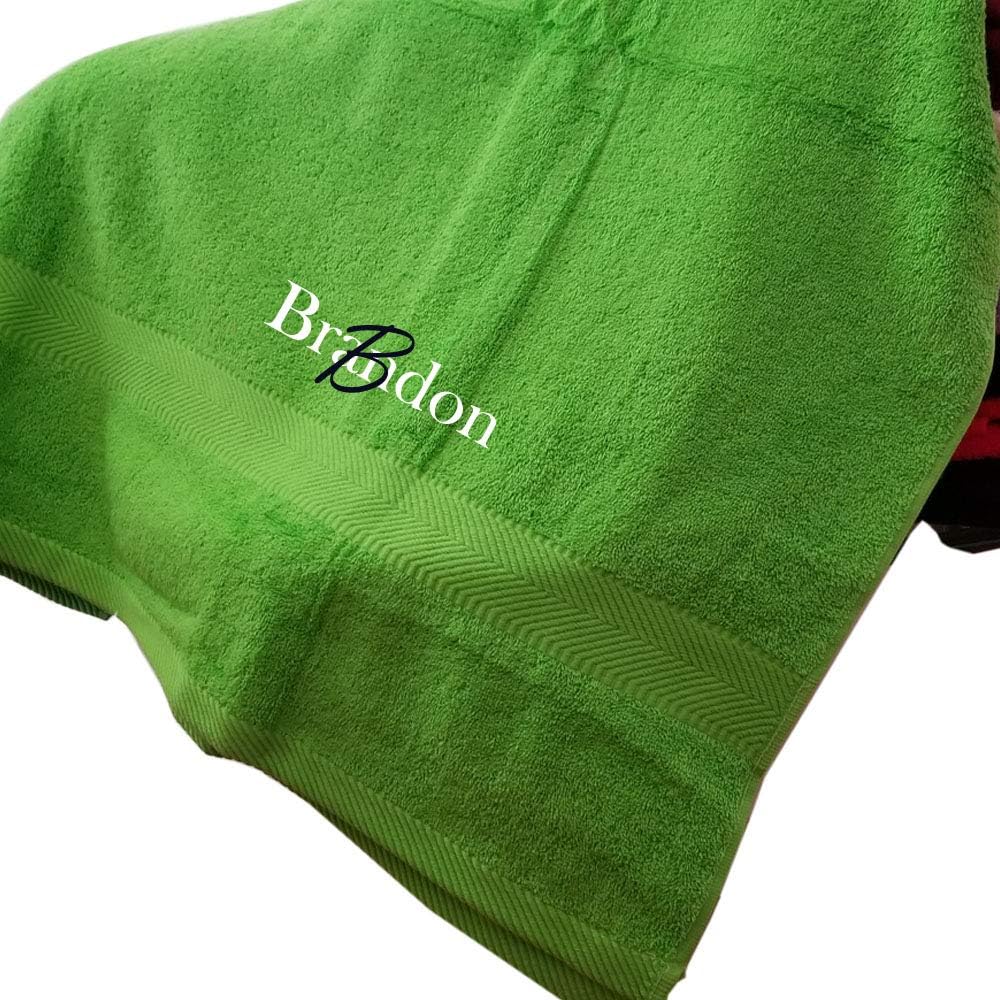 Tri Color Personalized Bath Towels Monogrammed Embroidered 35 x 65 Soft Plush Absorbent