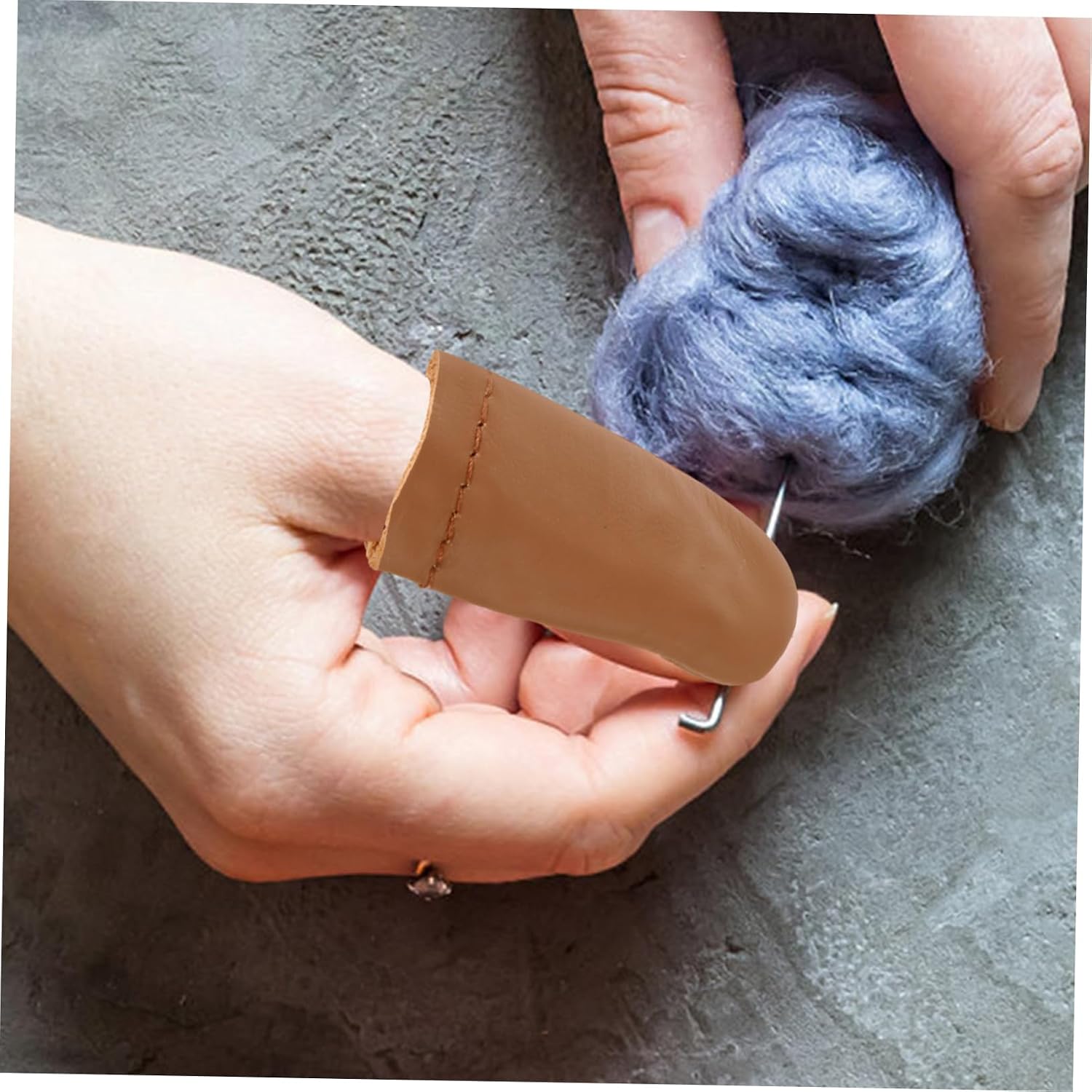 GALPADA 12pcs Cowhide Thimble Pads Knitting Finger Guards Protective for Sewing DIY Cutting Random Color