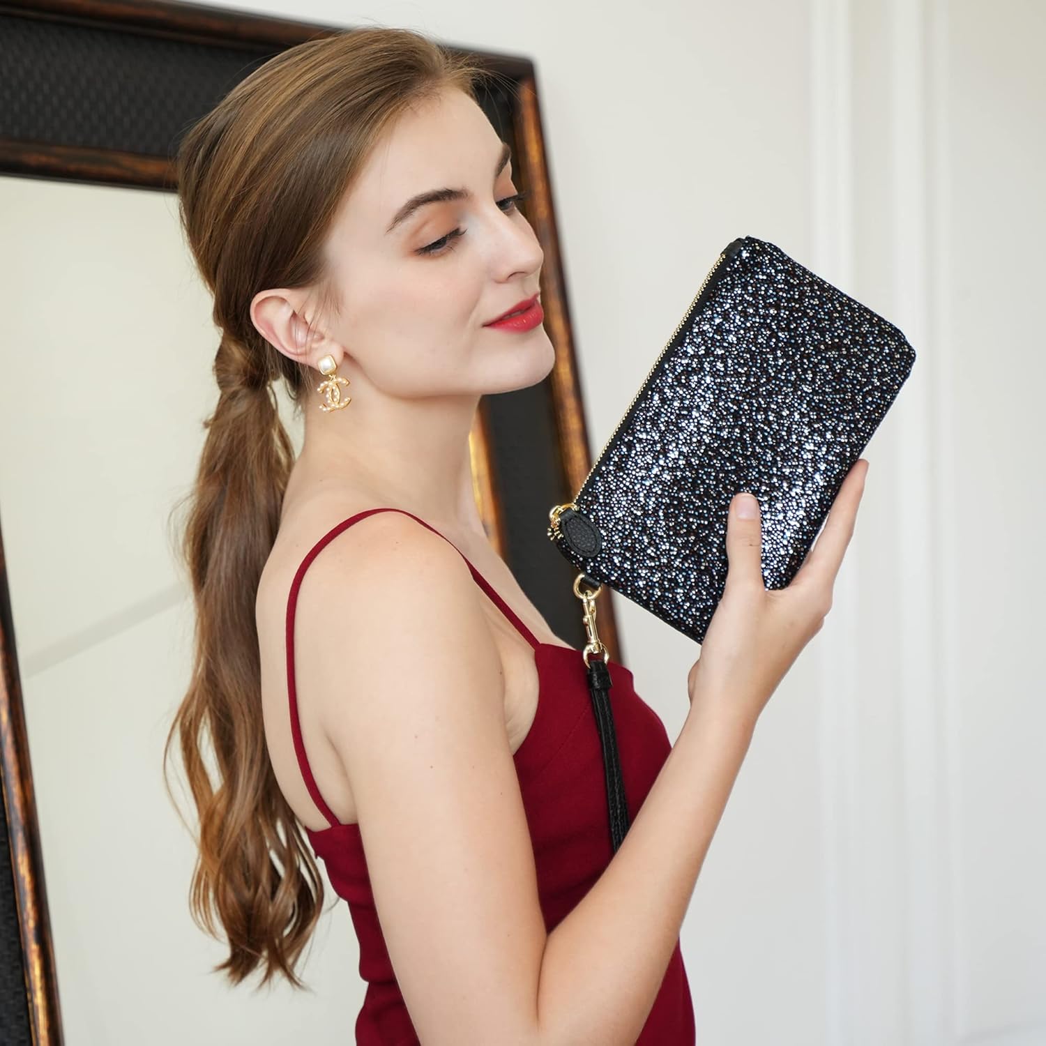 befen Genuine Leather Wristlet Clutch RFID Blocking Bag Cell Phone Wallet Purse Wristlet Wallet Purses and Handbags for Women - Image 2