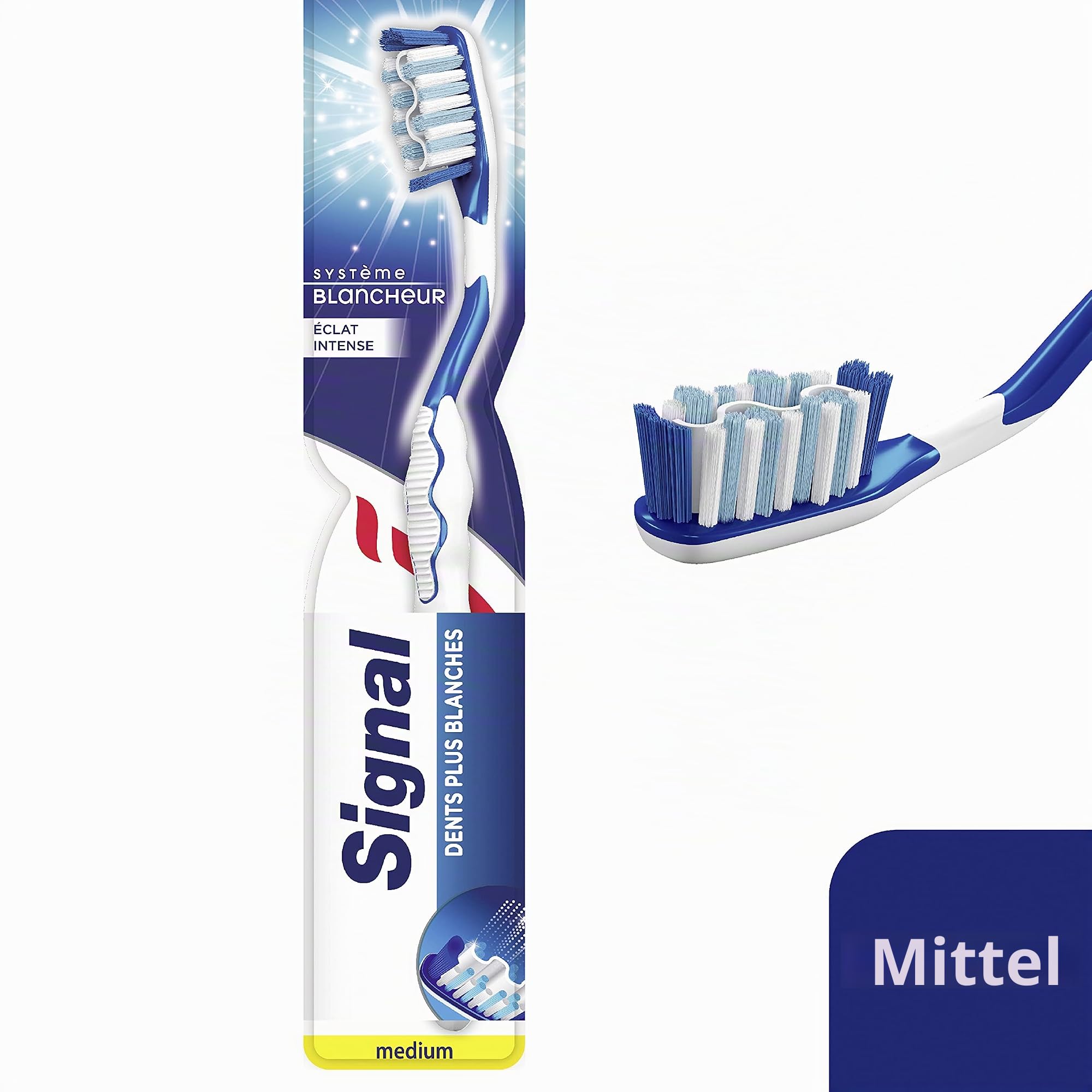 Signal Zahnbürste X12 Medium, weißes System mit intensivem Glanz, Emaille der Zähne plus weiß (12 Stück)