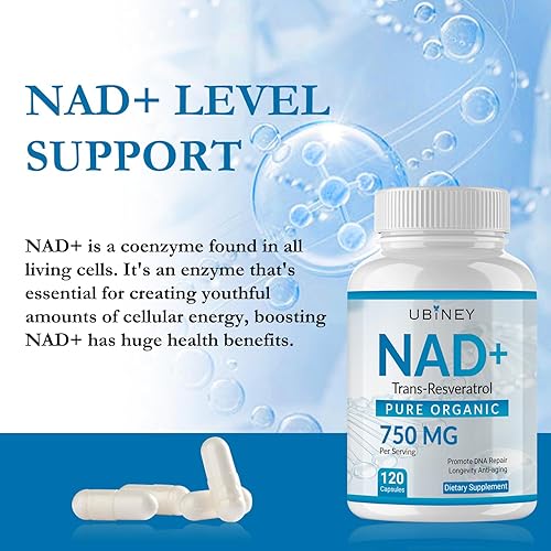 Miniatura 3 de Suplemento NAD+ de 750 mg con resveratrol de ribósido de nicotinamida, 120 cápsulas, apoyo celular orgánico NAD+ para mujeres, impulso de energía,