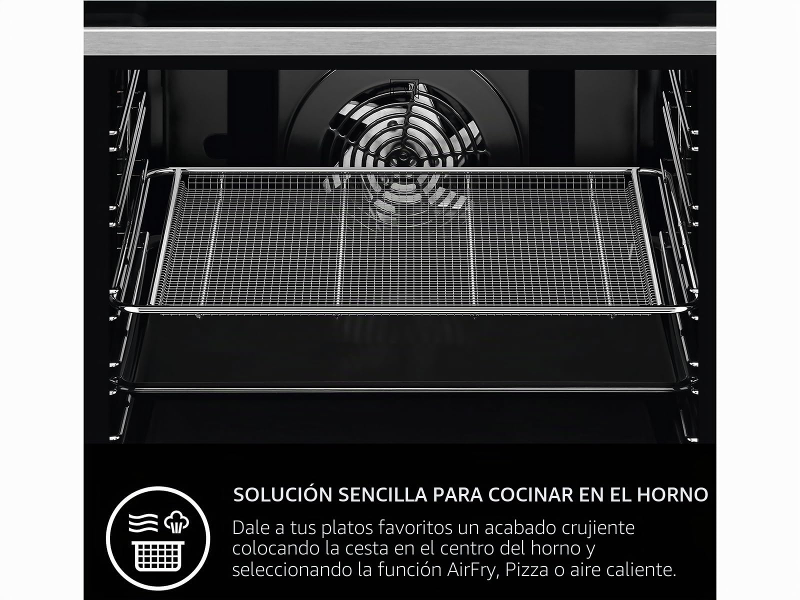 AEG A9OOAFWM Bandeja AirFry para Horno, Cesta de Malla, Cocción con Poco Aceite, Circulación de Aire Continua, Resultados Crujientes y Homogéneos, Sin Voltear, Patatas, Verduras, Pollo