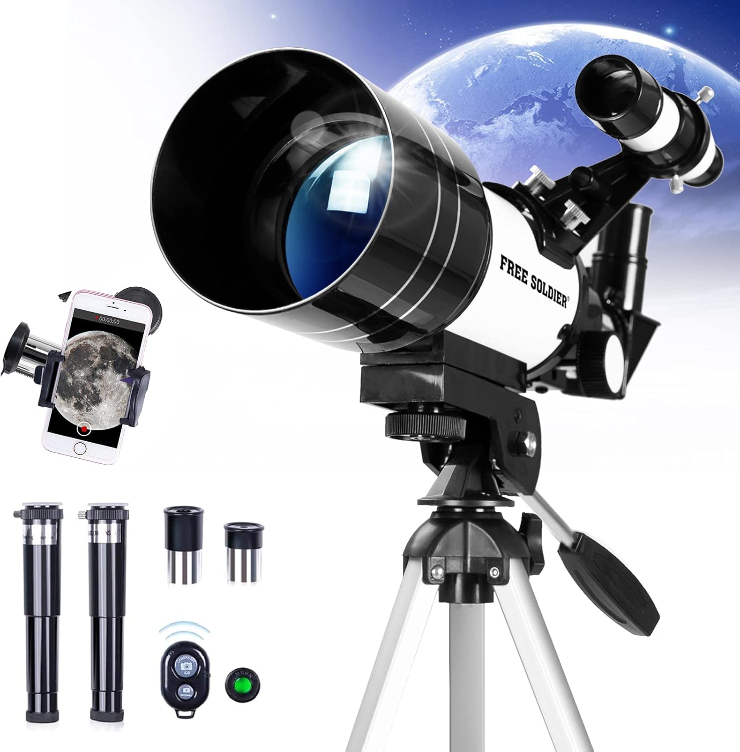 Buy FREE SOLDIER Telescope for Kids Astronomy Beginners 70mm Aperture