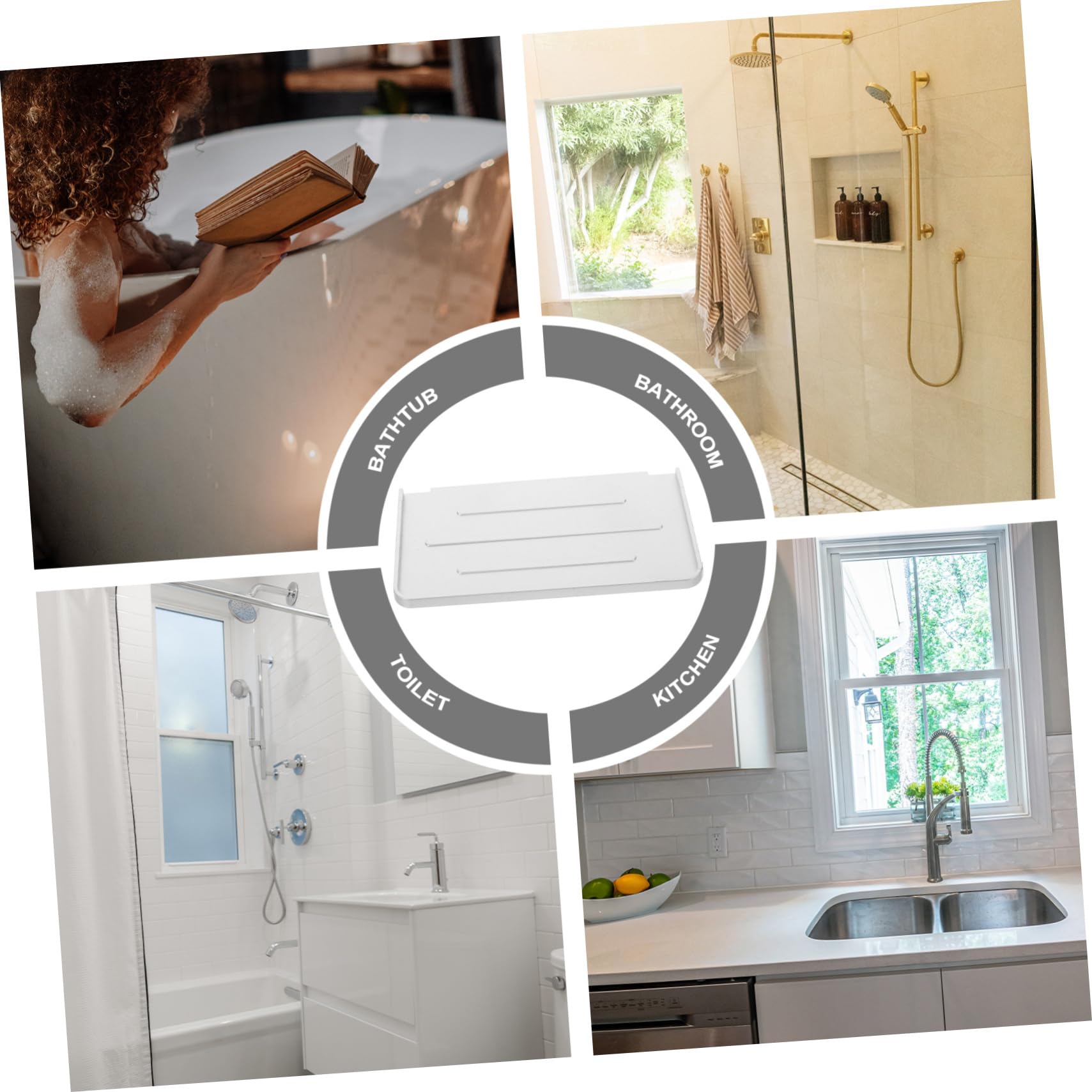 SHINEOFI 5 Pezzi Mensola per Telefono da Bagno Montata Muro Porta Telefono da Bagno Pratico e Moderno Design senza Forature per Organizzazione e Stile