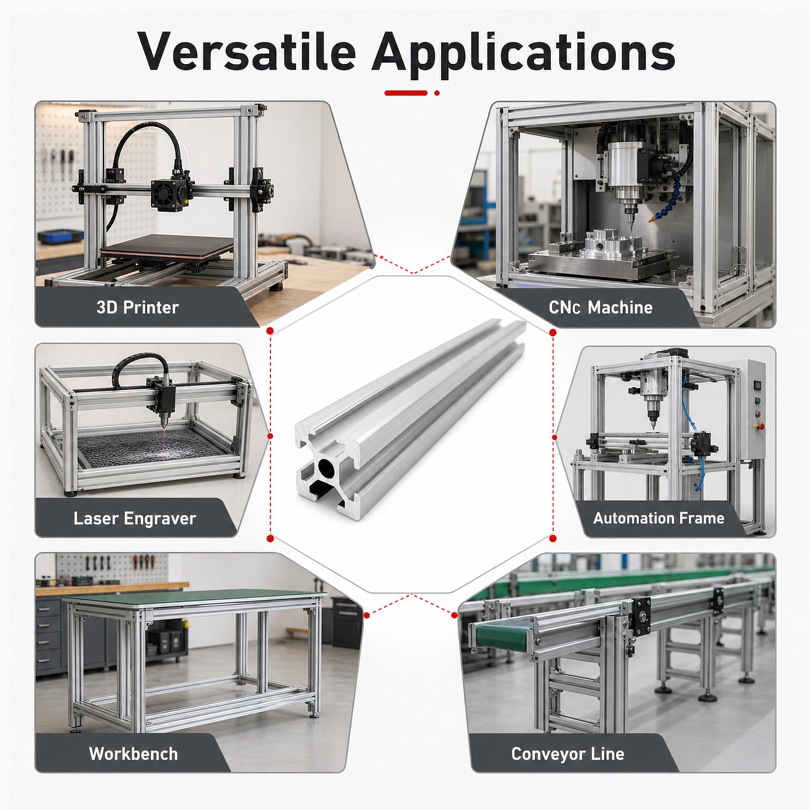 Profilé Aluminium,T Tipo Profilo in Alluminio Guida Lineare,Guida Lineare Estrusa Anodizzata,Struttura Robusta,per Stampanti 3D,Macchine CNC Fai da Te