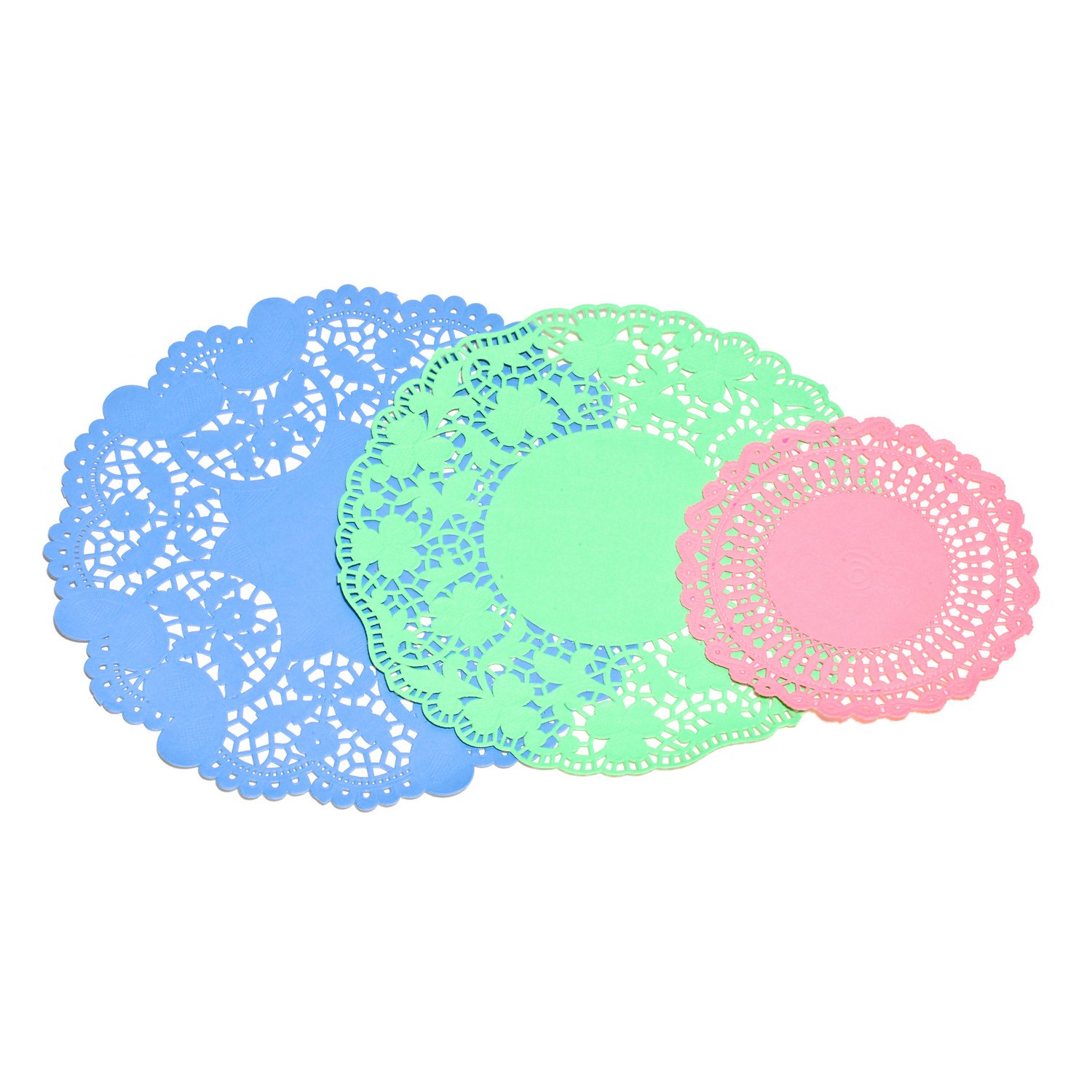 Premier Housewares Doilies 30 Pieces Round Colourful Paper Doilies With Lace Pattern Elegant Doily Three Different Sizes Decor Piece 26 x 26 x 0.5