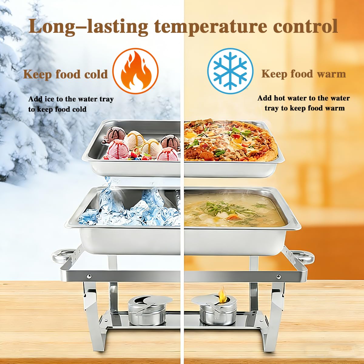 2pcs 9 Liter-Chafing Dish Buffet Set,Edelstahl BuffetwäRmer Set,Rechteckiger SpeisenwäRmer Mit Zange,Geeignet FüR Partys,Catering Services,Hochzeiten,Picknicks Und Andere Veranstaltungen.