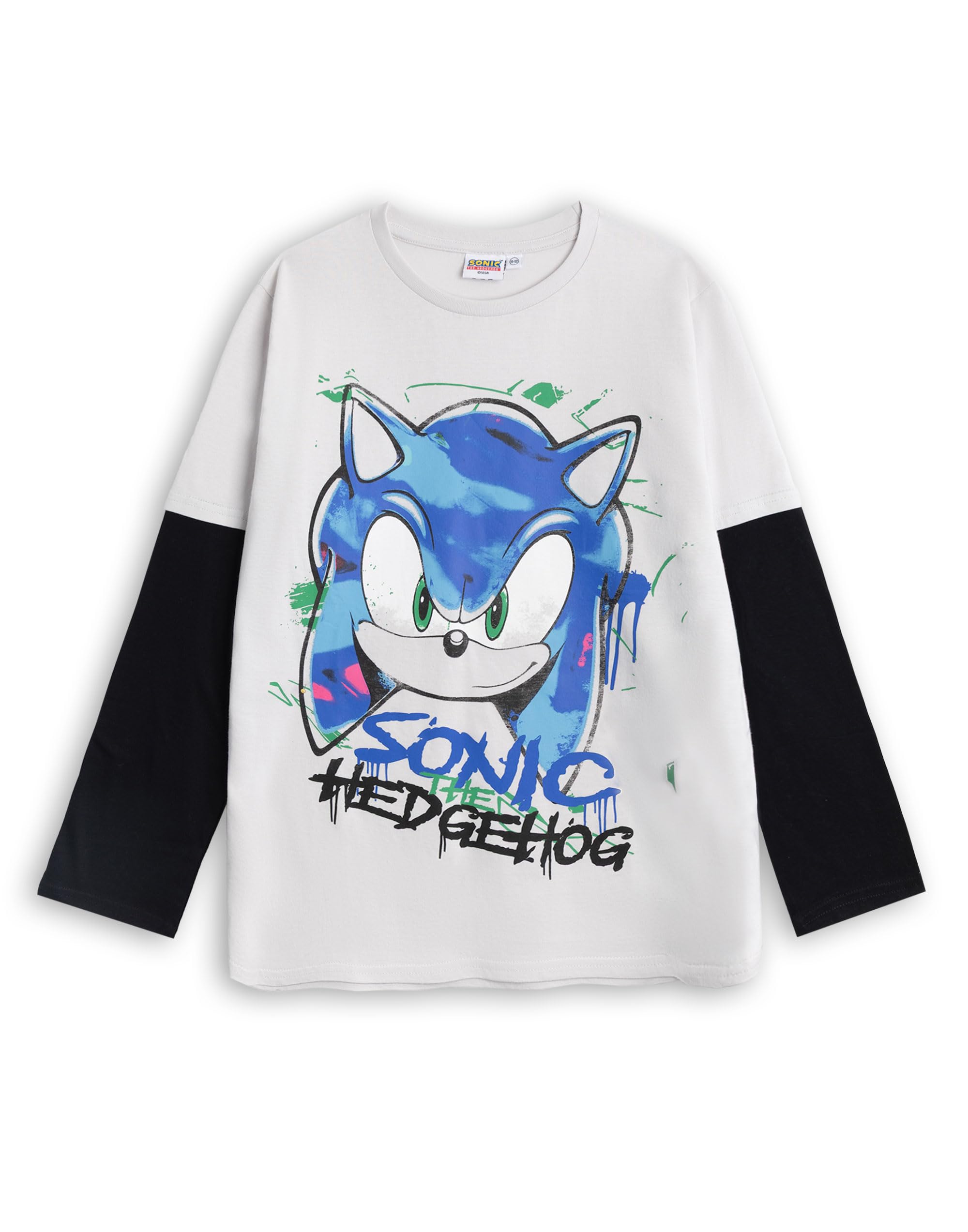 Sonic The Hedgehog (5-6 Years) Long Sleeved T-Shirt (Unisex Kids Grey)