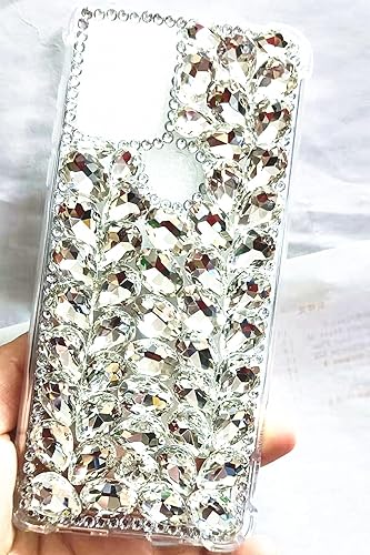 Miniatura 4 de Moto G Stylus 5G - Funda hecha a mano con diamantes de cristal brillante, Aikukiki, 6.8 pulgadas, A-blanco completo