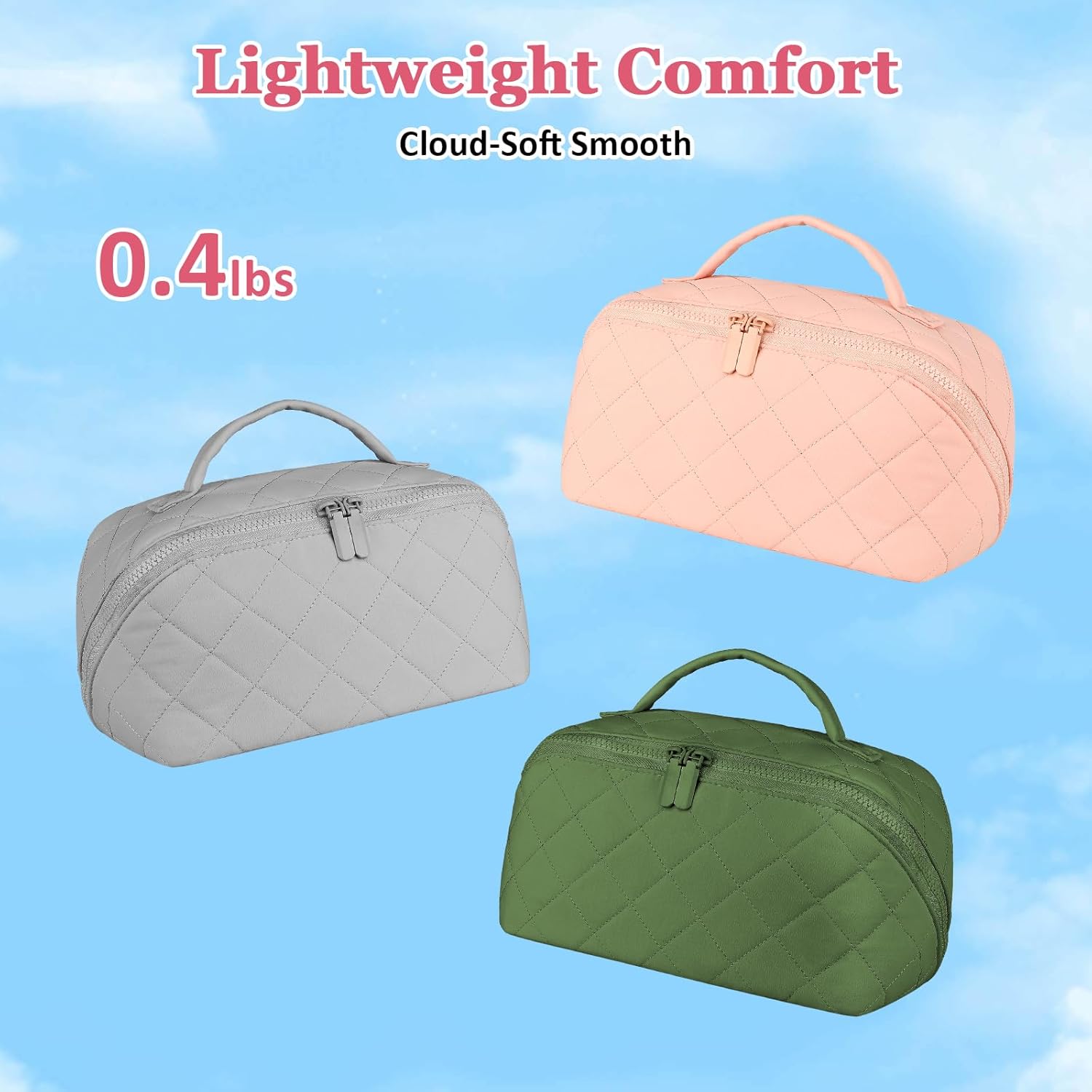 Travel Makeup Bag, Festivalment Wide Open Lay-Flat Water-Resistant Cosmetic Case, Puffy Padded Organizer for Toiletries & Brushes Large Capacity with Compartments - Image 6