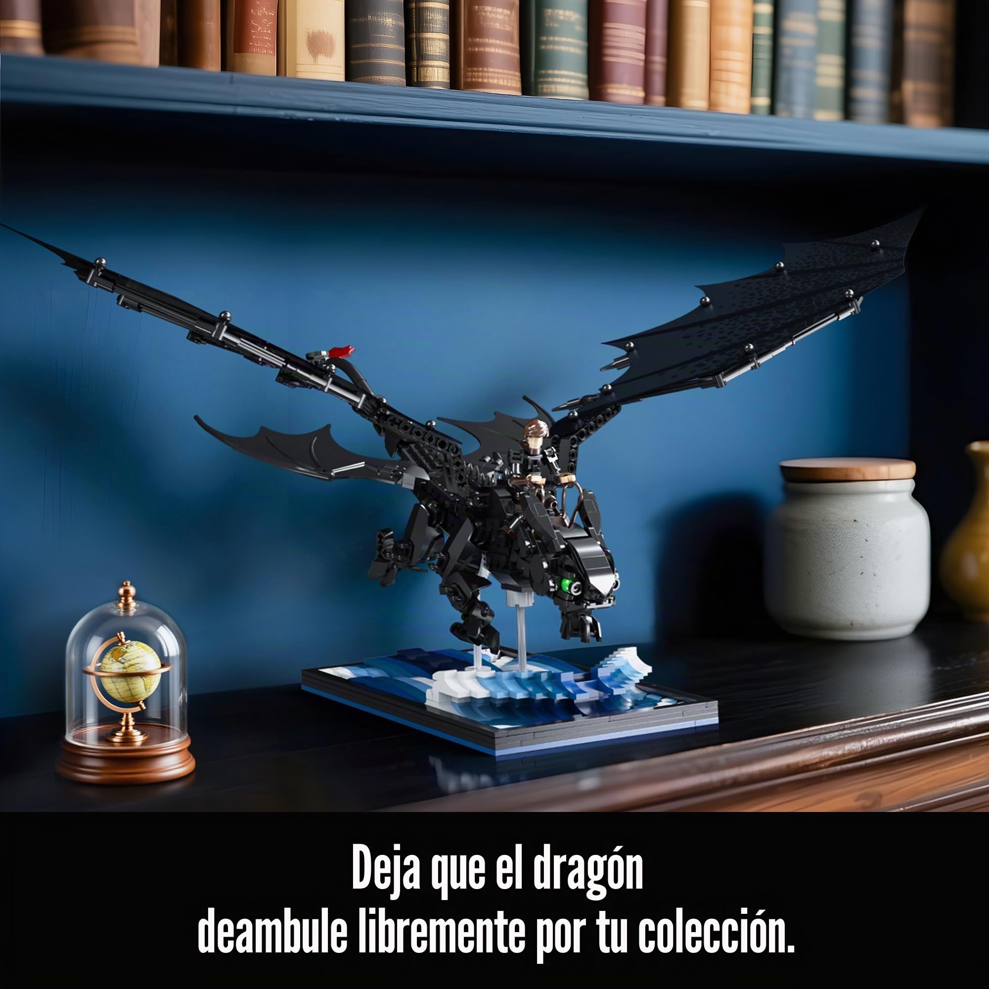 VEPOWER Set de bloques de construcción de dragón para niños a partir de 10 años, dragón de fantasía negro para construir y exhibir, modelo de dragón con base de exhibición, regalo para jóvenes y