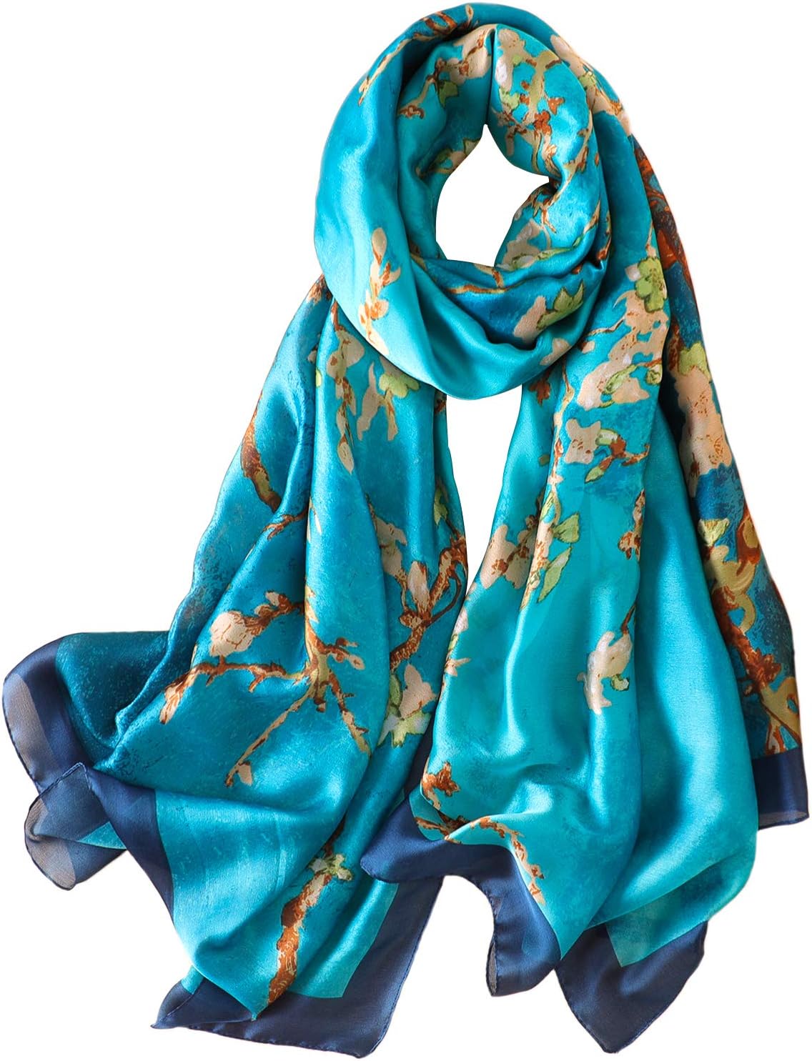 Womens 100% Large Mulberry Silk Scarf Long Satin Scarf Fashion Designer Scarf Lightweight Wraps