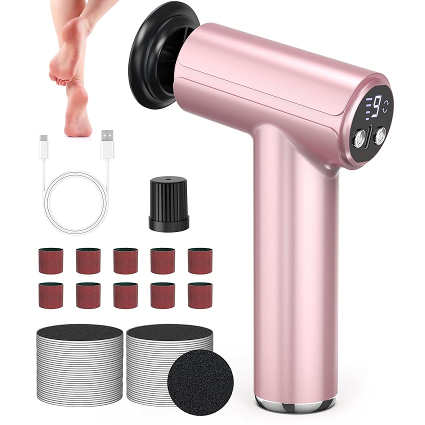 FISHOAKY Pedicure Elettrico Raspa Piedi Professionale 800RPM Calli Piedi Rimozione 9 Velocità Rimuovi Calli Piedi Elettrico Fresa Piedi Leviga Piedi Adatto ad Anziani, Genitori, Insegnanti, Camerieri