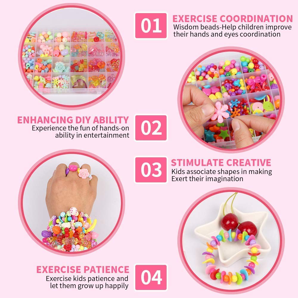 Pamidhar Bracelet Making Kit Children's Jewelry Making Kit - DIY Bracelets, Necklace, Hairband, and Rings Craft Kits - Plastic Beads for Kids Crafts - Birthday Gift 1