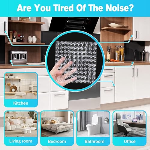 Miniatura 13 de Parachoques para puerta de gabinete, 122 almohadillas de goma suave transparente, tapones de gabinete autoadhesivos fuertes de múltiples formas