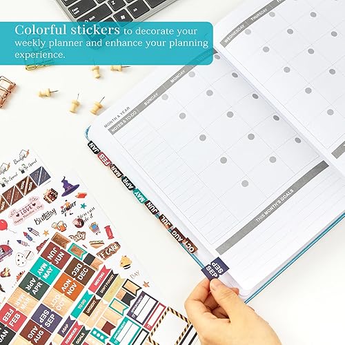 Miniatura 5 de JUBTIC Agenda semanal, planificador grande sin fecha para semanal y mensual de 7 x 10 pulgadas, planificador escolar y estudiantil de 60 semanas,