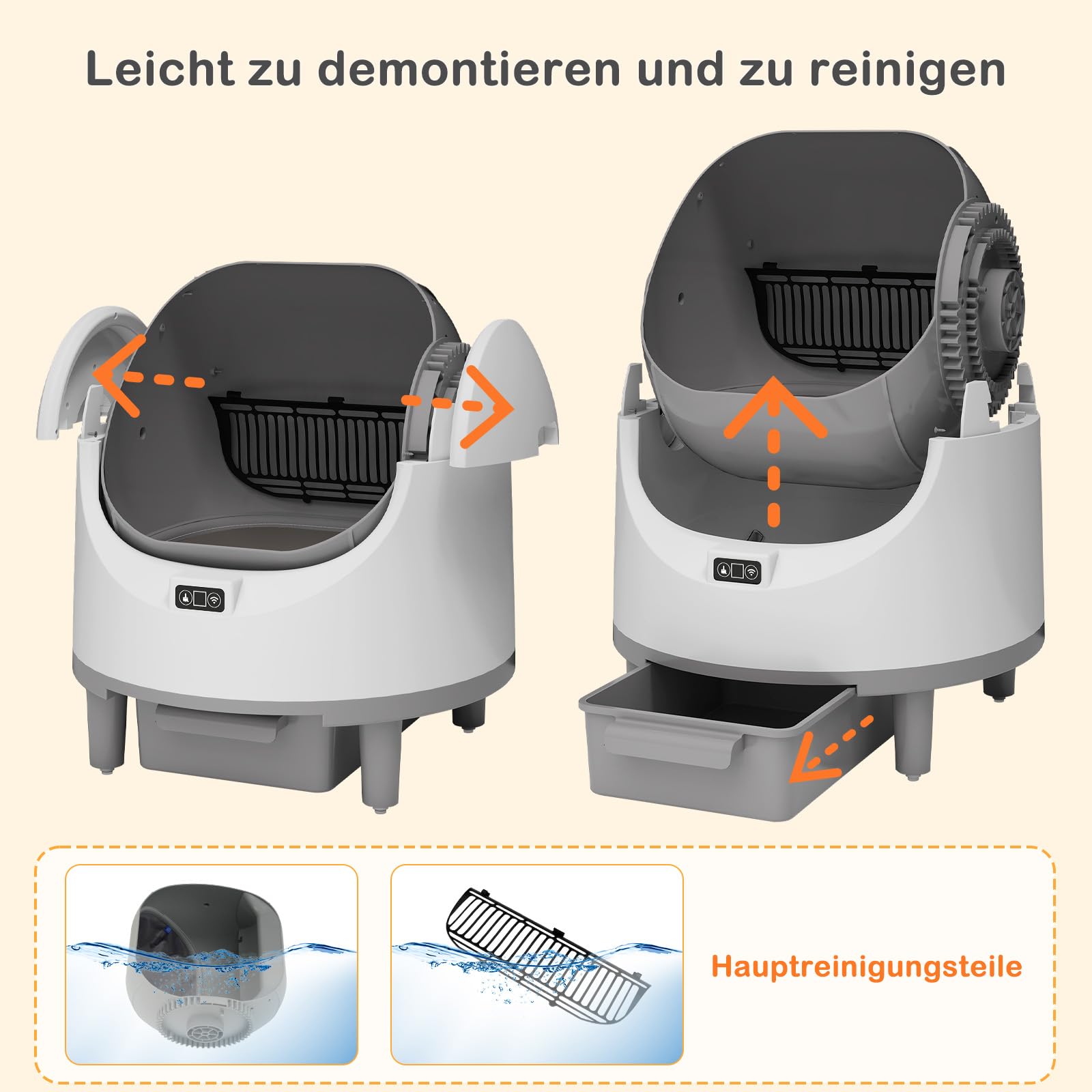 Selbstreinigende Katzentoilette,XXL Katzenklo,mit App-Steuerung | Oben Offene Katzenklo Selbstreinigend,Geruchsbeseitigung,Sicherheitssensor,mit Müllbeutel,Aromabox,für Mehrere Katzen