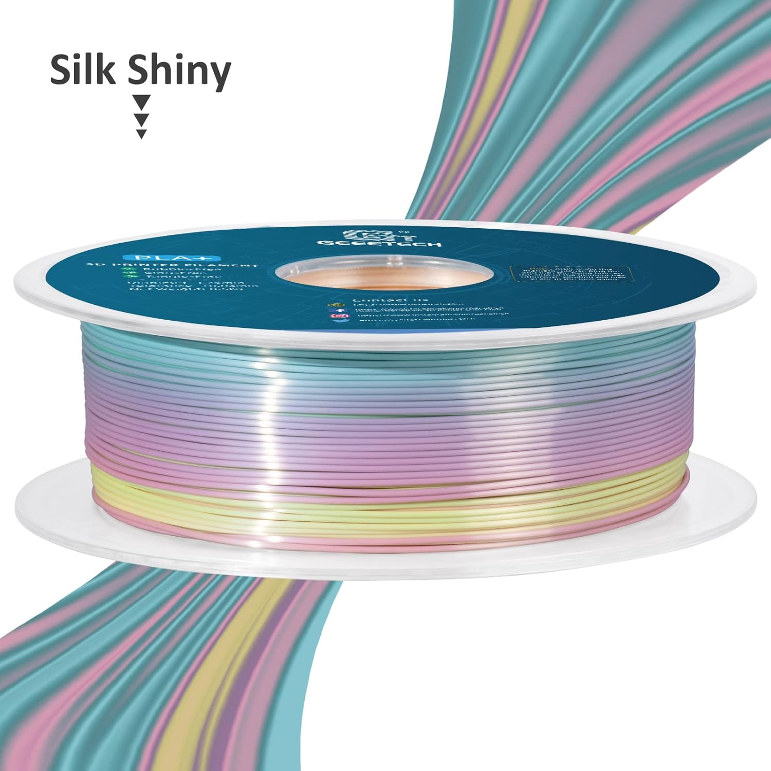 GEEETECH PLA Filament 1.75 mm Multicolor 3D Printer PLA Filament 1 kg Spool Silk Rainbow