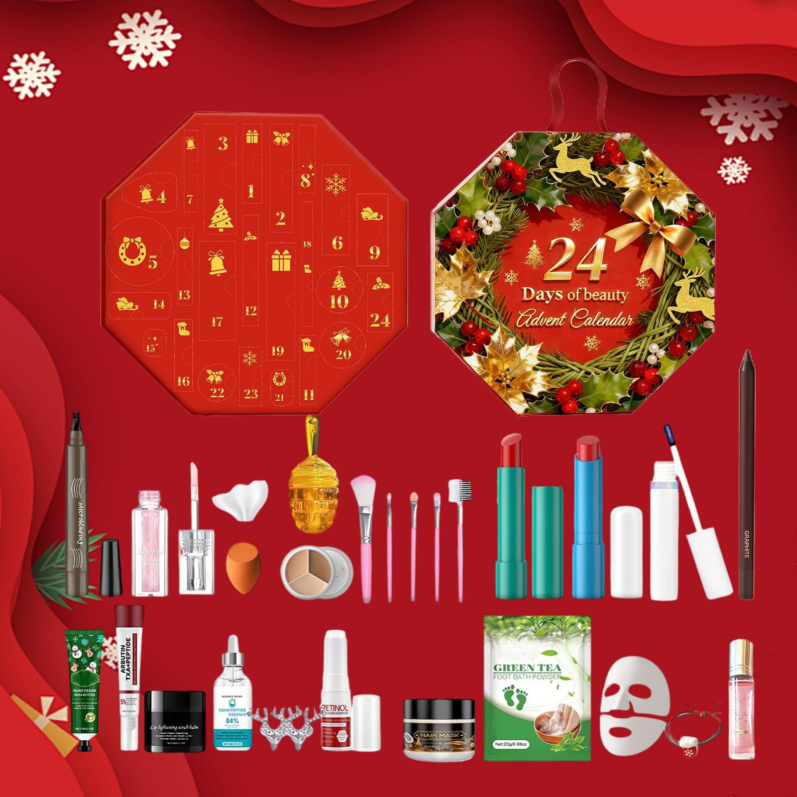 Adviento De Maquillaje Set De Maquillaje Y Cuidado De La Piel De Navidad De | Calendario De Adviento Cosmético Para Chicas Navideño Para Amantes Familia Amigos Madre Esposa Hija Novia