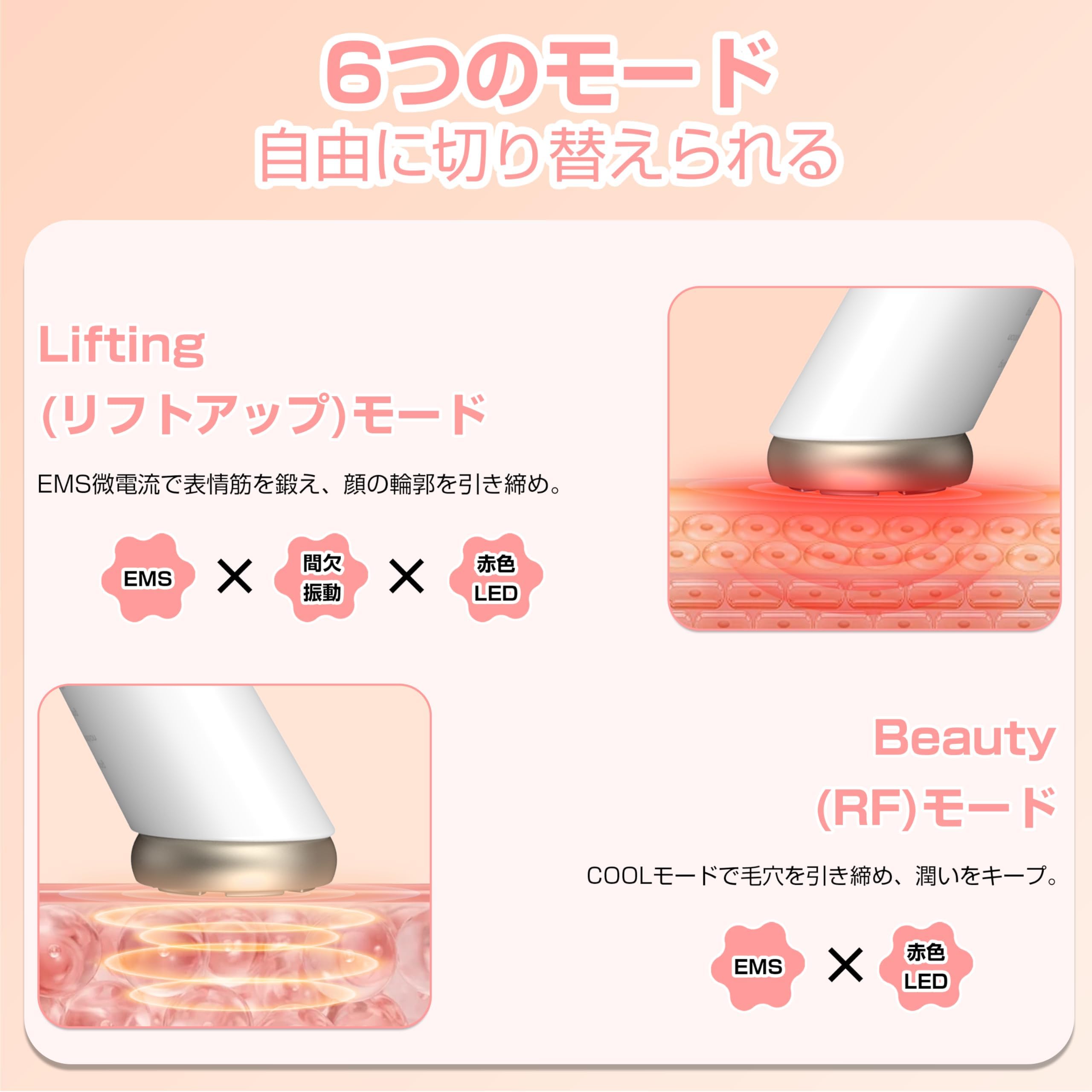 Amazon.co.jp: 美顔器 1台多役 EMS 高性能 美容器 RF温冷美顔器 多機能