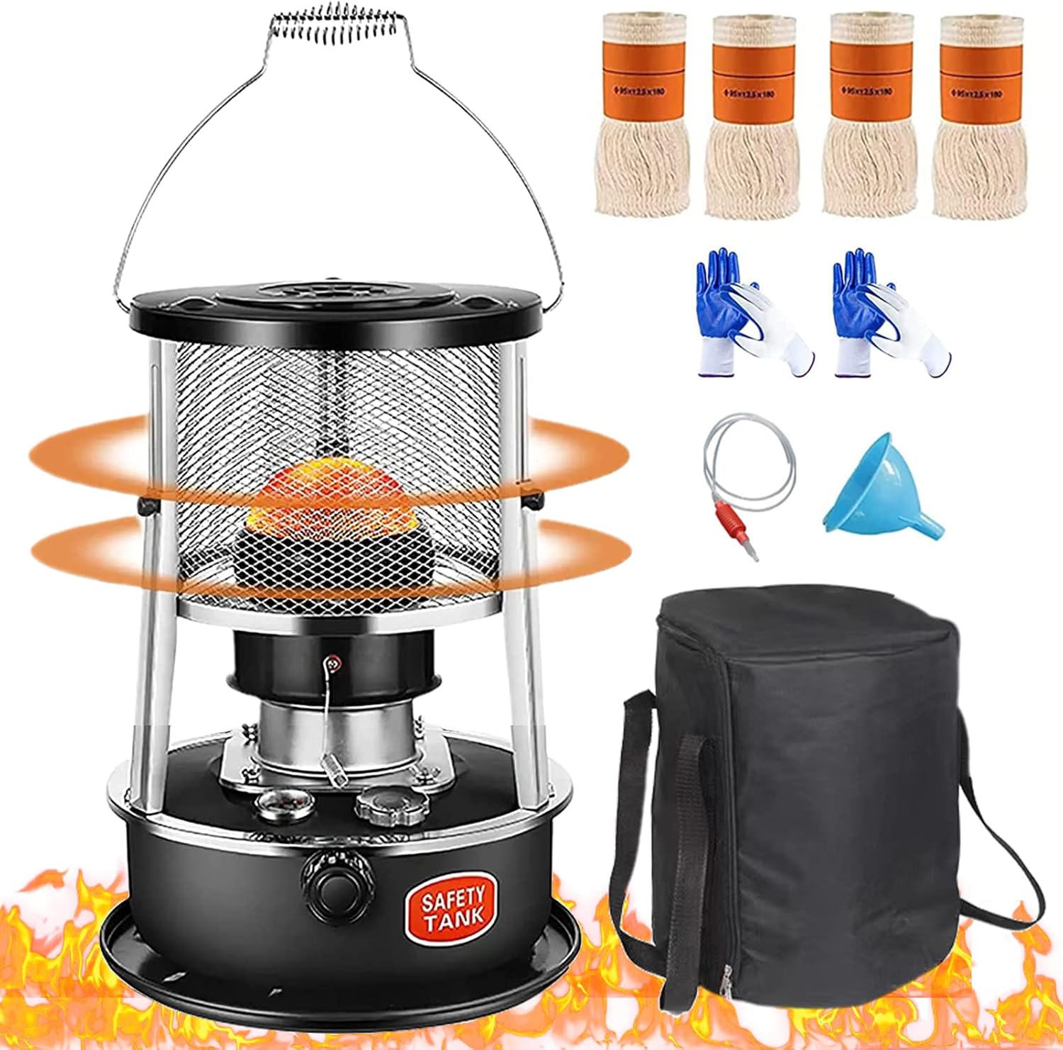 Portable Kerosene Heater Indoor with 4 Wicks, Paraffin Heaters for Home
