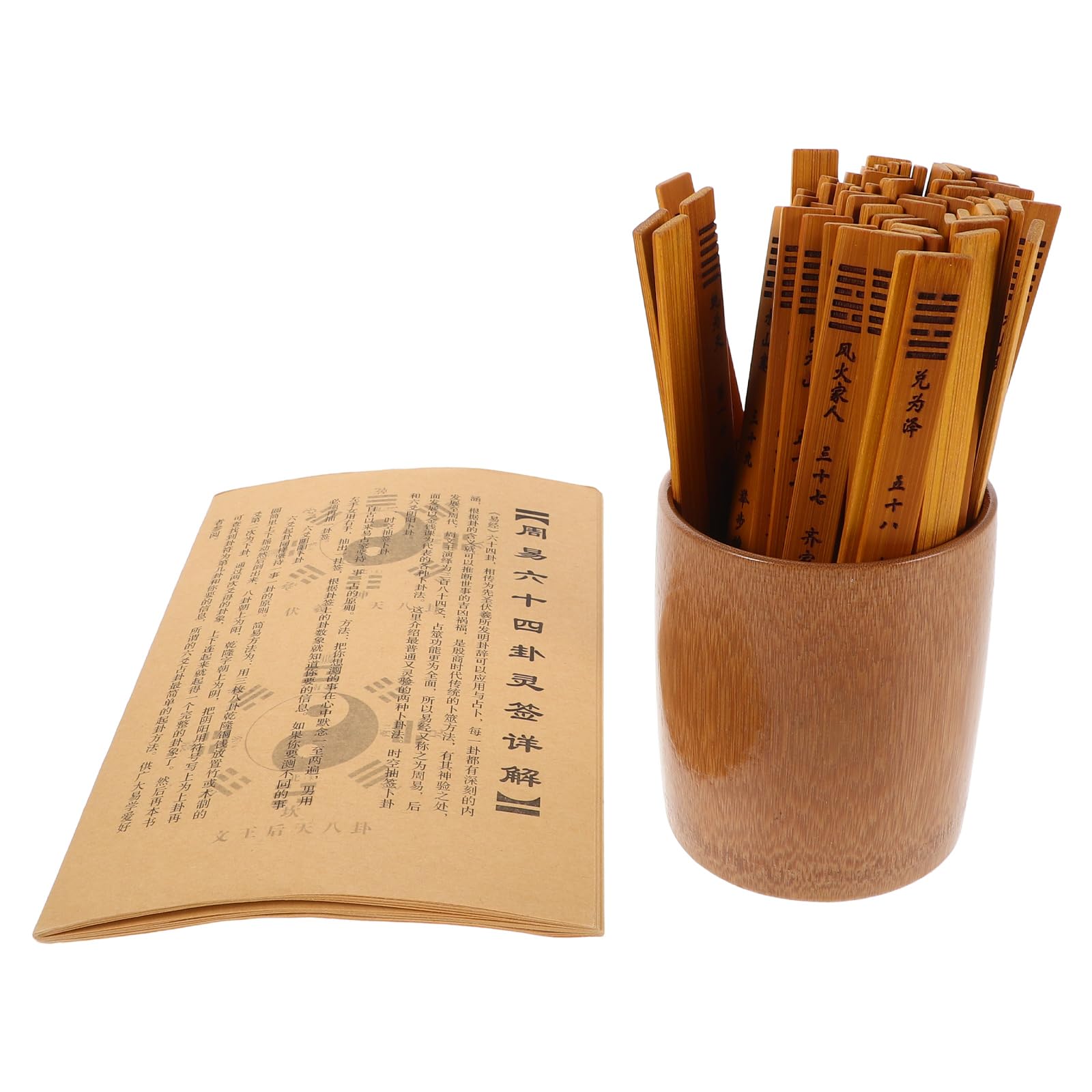 Uonlytech Set di Bastoncini di Divinazione in bambù con 64 Esagrammi, Strumento Educativo Portatile per Apprendimento i Ching, Oggetti di Scena Spirituali Buddisti e Decorazione Raffinata