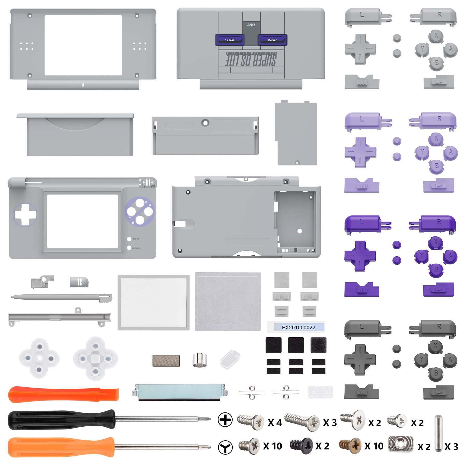 eXtremeRate Classic SNES Style Replacement Full Housing Shell for Nintendo DS Lite, Custom Handheld Console Case Cover with Buttons, Screen Lens for Nintendo DS Lite NDSL - Console Without - 3