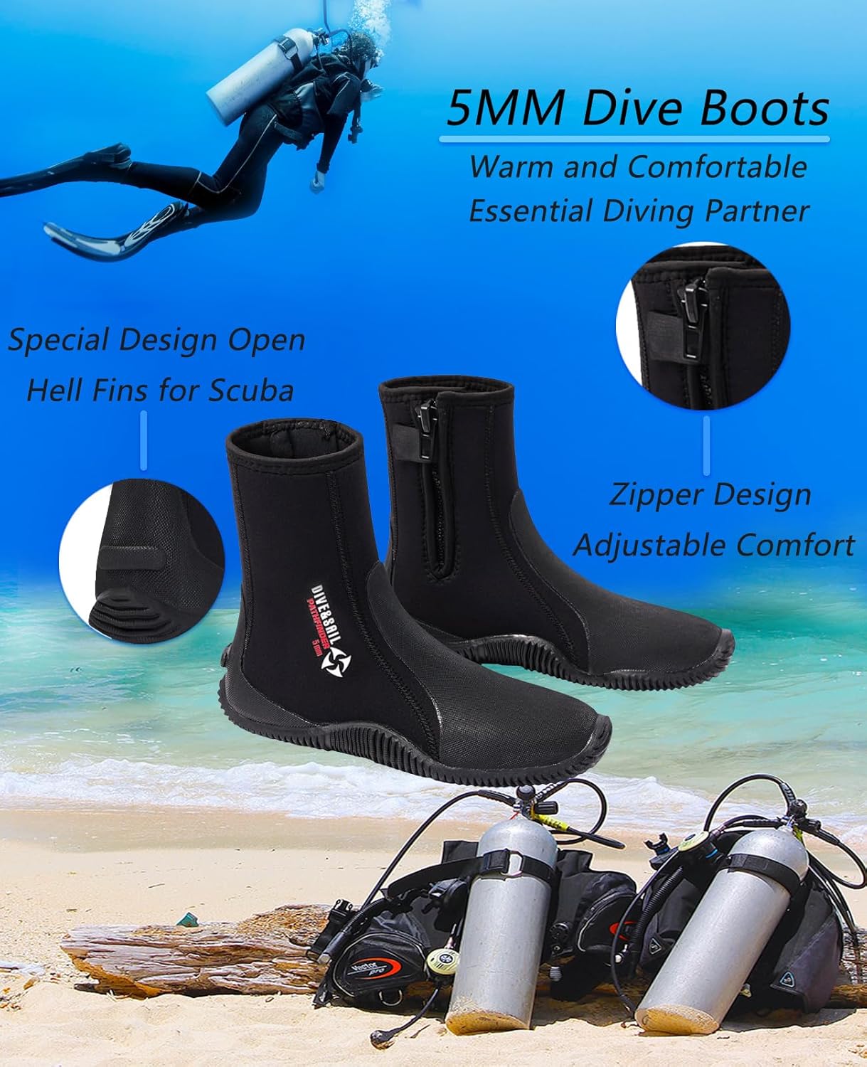 Skyone Neoprene Dive Boots Men Women, Surf Booties Kuwait Ubuy