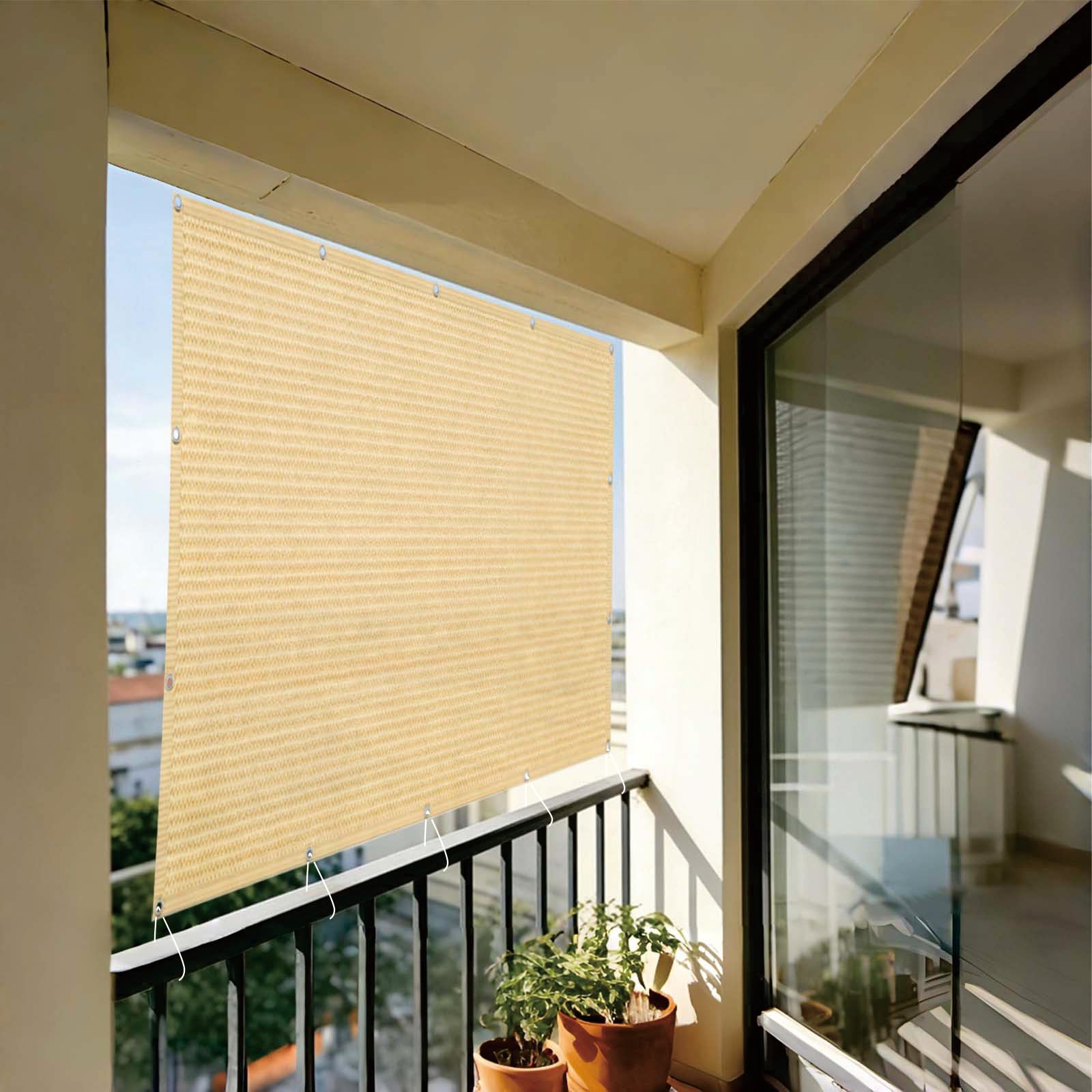 Brise vue jardin occultant pour balcon pare-vue jaune sable 150x1110cm respirant