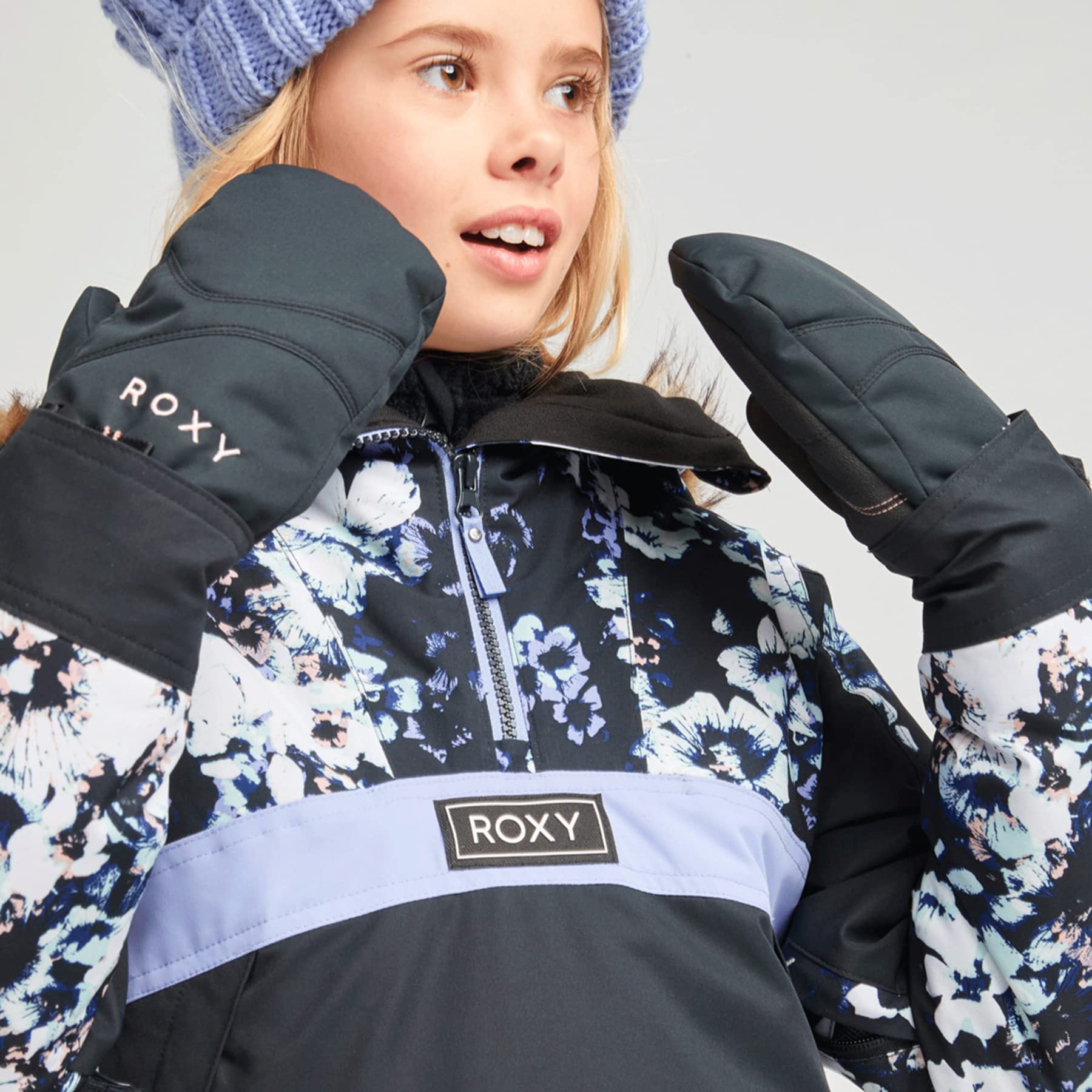 Gants Roxy Jetty Girl Pour Fille - Solid Mitt - 65% Polyester, 30% Coton, 5% élasthanne - Fermeture éclair