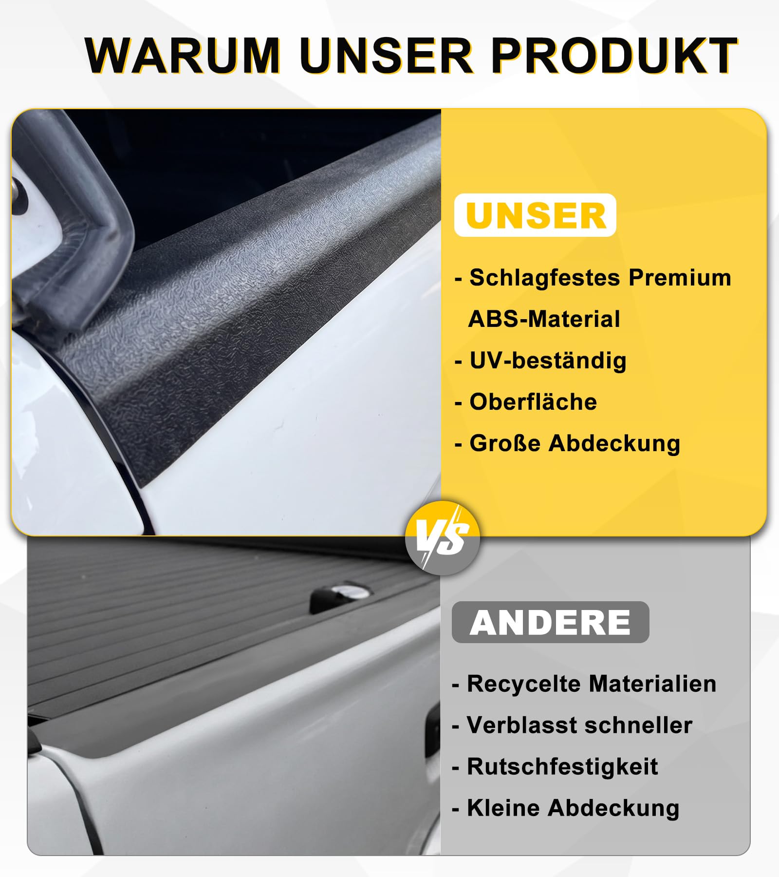 Heckklappen Schutzleiste Ladekantenschutz Zubehör für Ford Ranger 2012–2022 Wildtrak Raptor XL XLT Limited T6 T7 T8, Heckklappenschutz gegen Kratzer & Abnutzung, Wetterfest & UV-beständig