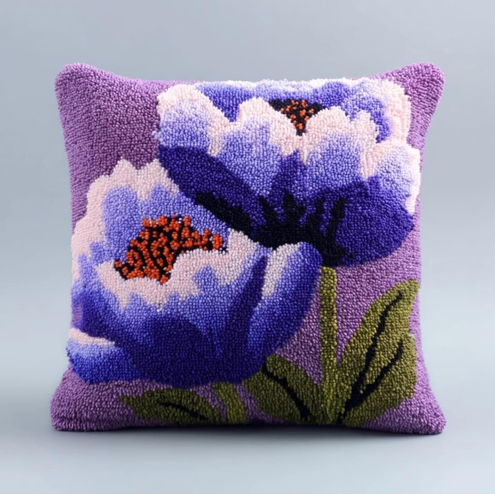 WallustrioaW Latch Hook Kits for Adults 17x17in,Purple Flowers