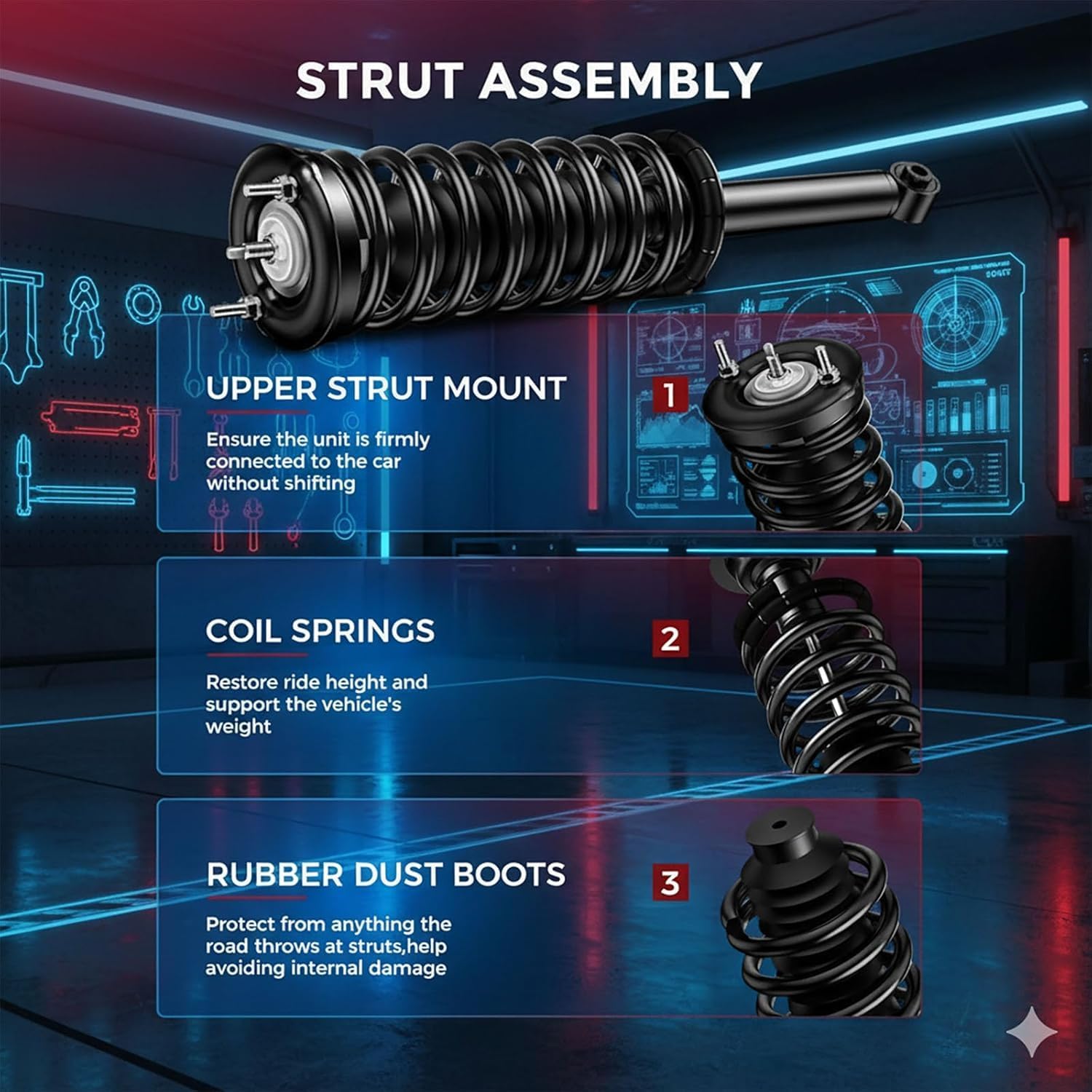 UIU Front Struts Complete Shock Absorber SET OF 2 Assembly Compatible with Nissan Altima 2.5L 2013-2018,Altima 3.5L 2013-2018 Replace 172901 172902
