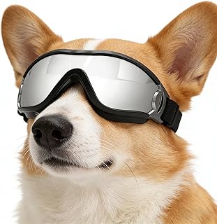 Dog Sunglasses, Adjustable Dust Protection UV Block Pet Eyewear, Windproof Glasses with Elastic Straps for Small Medium La...