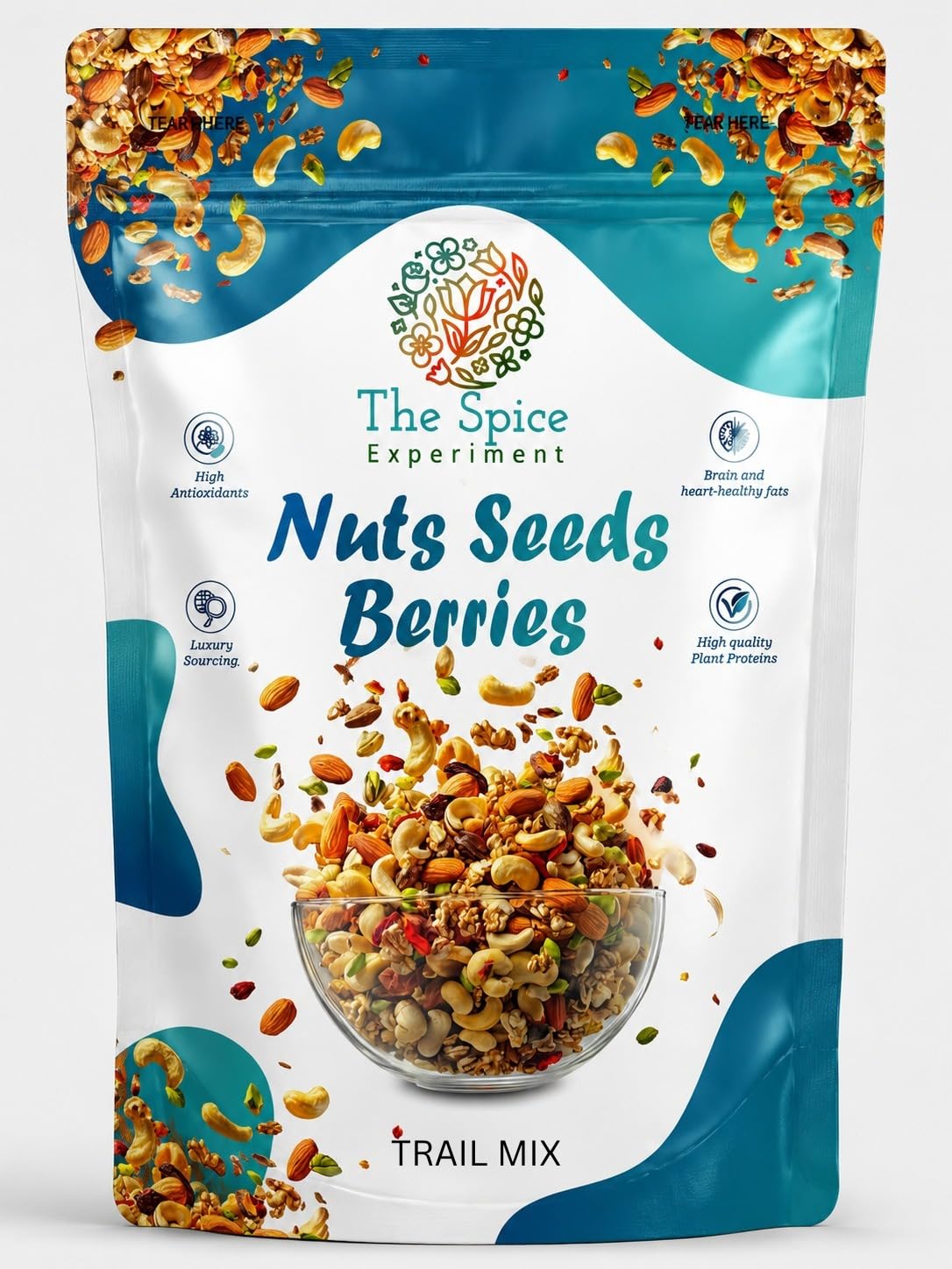 The Spice Experiment Premium Nuts, Seeds & Berries Mix | California Almonds, W-180 Cashews, Cranberries, Blueberries, Apricots & Pumpkin Seeds | Superfood Trail Mix-picture-14
