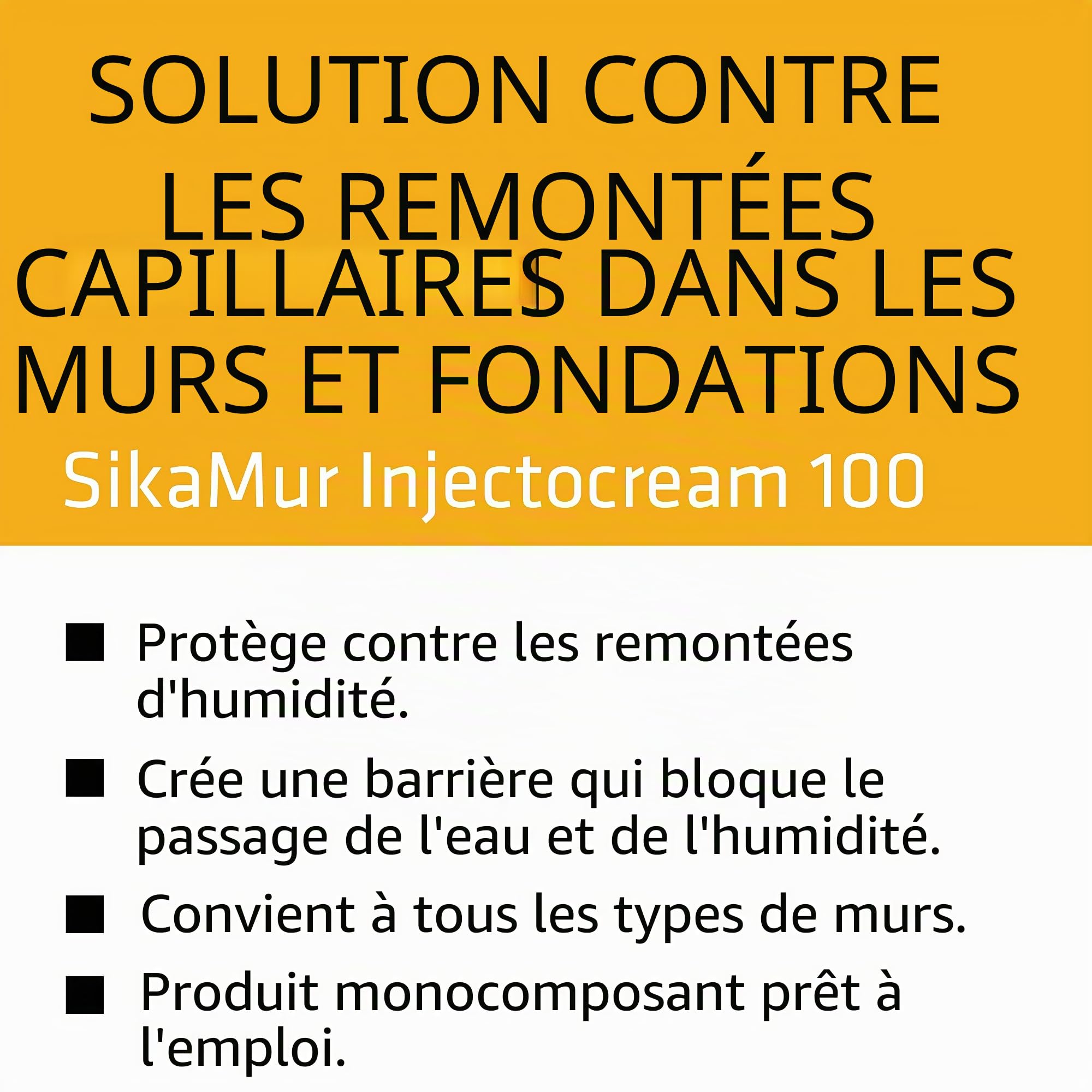 Sika - crème injectable - Sikamur InjectoCream-100 empêche l'humidité de tirer dans les parois - sans utiliser de pompes spécialisées - blanc - 600 ml