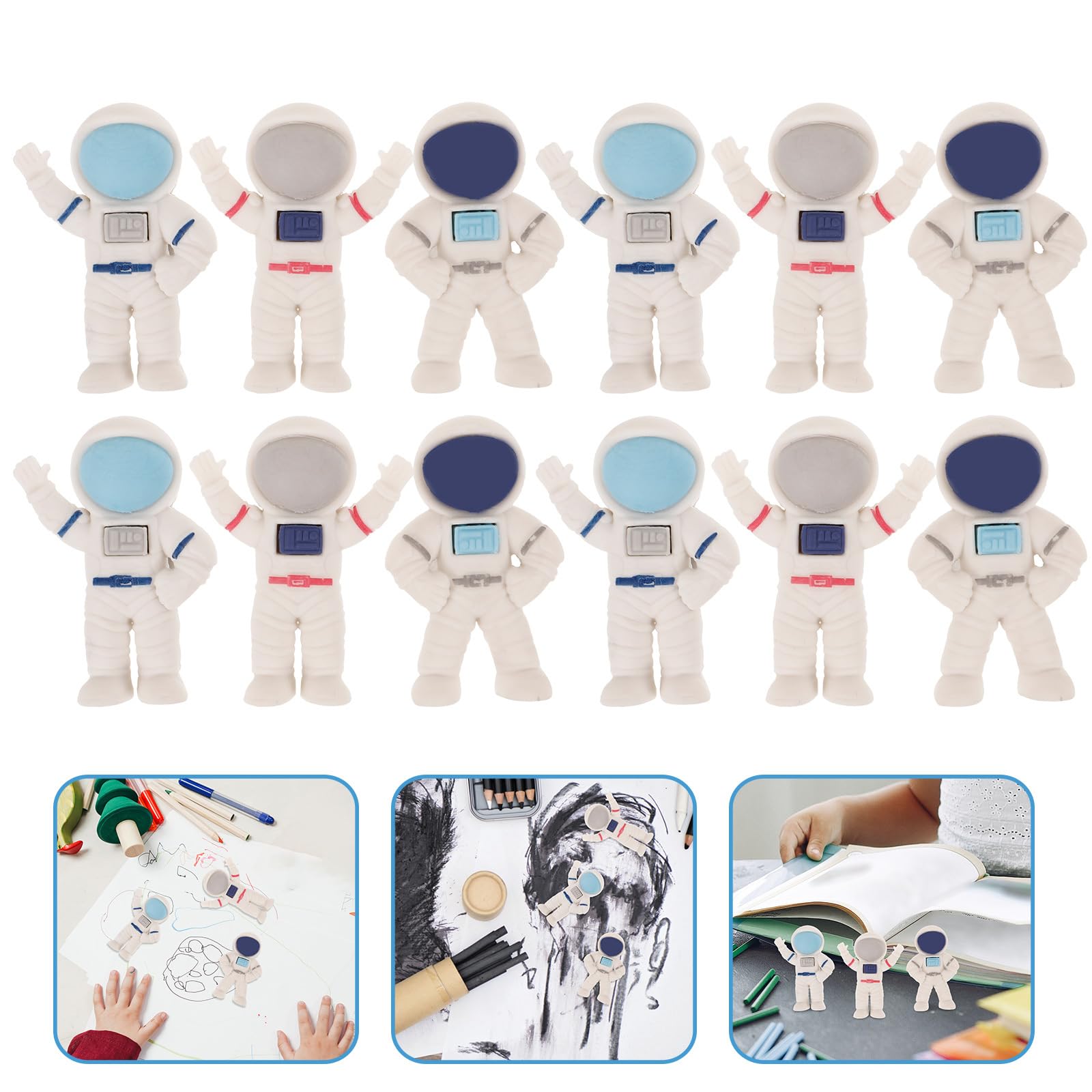 Operitacx 24 Stück Mini Astronauten Radiergummis Set 1.77X1.18X0.79 Zoll Lustige Lern-Radiergummis Für Kinder Schulbedarf Mitgebsel Geschenk Für Kleine Entdecker
