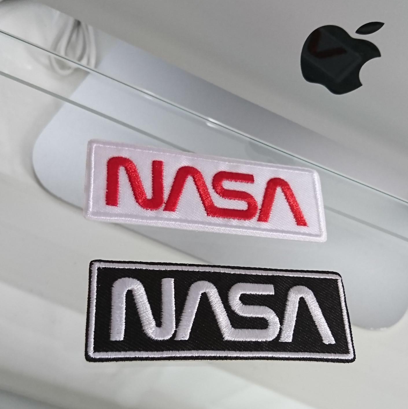 Amazon.co.jp: NASA公認(アメリカ航空宇宙局) ワッペン・アップリケ・アイロン糊付・NASAロゴ・ロゴタイプ(ワーム)2枚 ...
