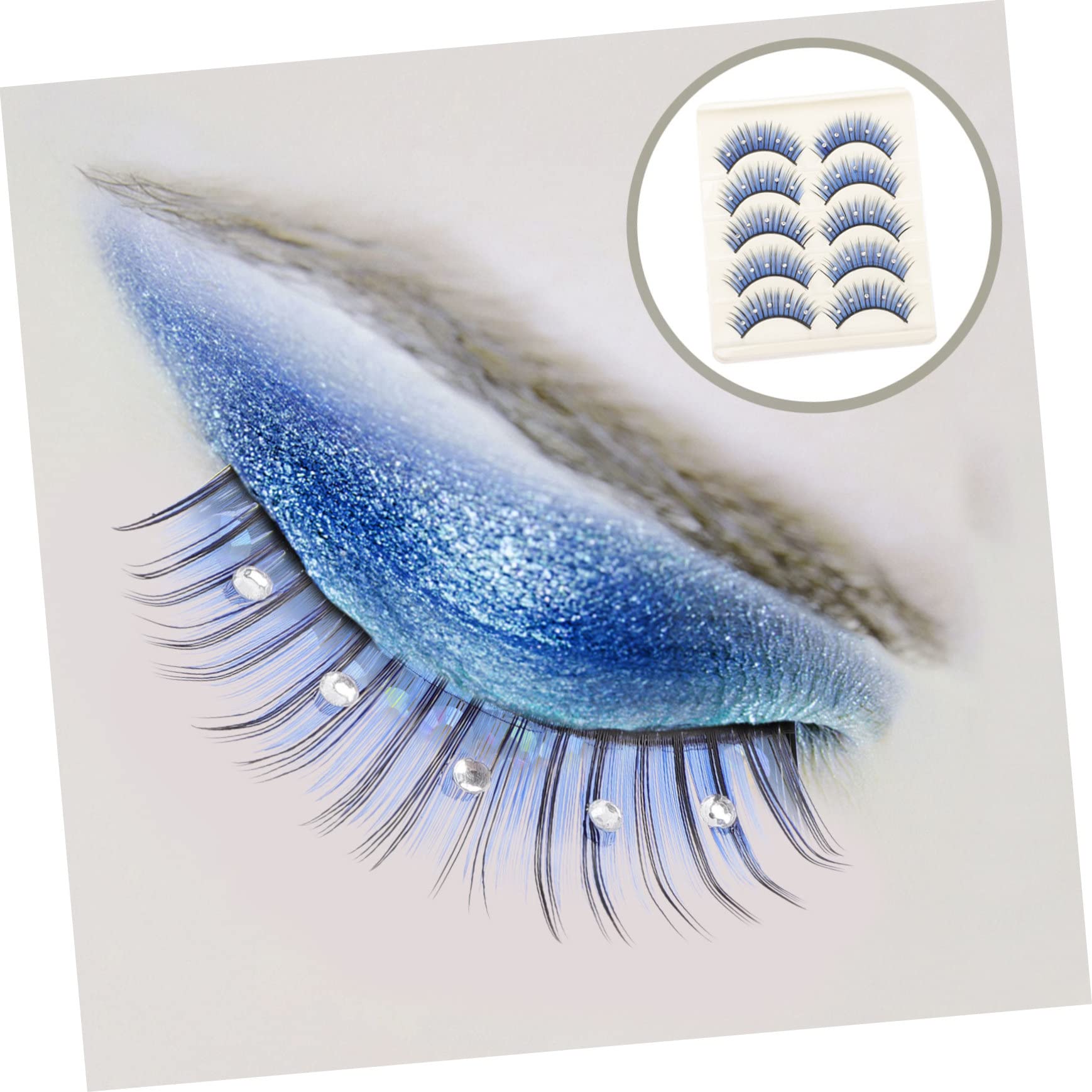 Healeved 5 Set Di Ciglia Finte Soffici Ciglia Con Strass A Forma Di Occhio Di Gatto Per Estensioni Delle Ciglia in Stile Cosplay Per Festival 5 Paia*5