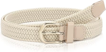 WHIPPY Stoffgürtel Stretchgürtel Elastik Flechtgürtel Geflochtener Elastischer Dehnbarer Gürtel für Damen Herren mit Goldschnalle Breite 2.5cm