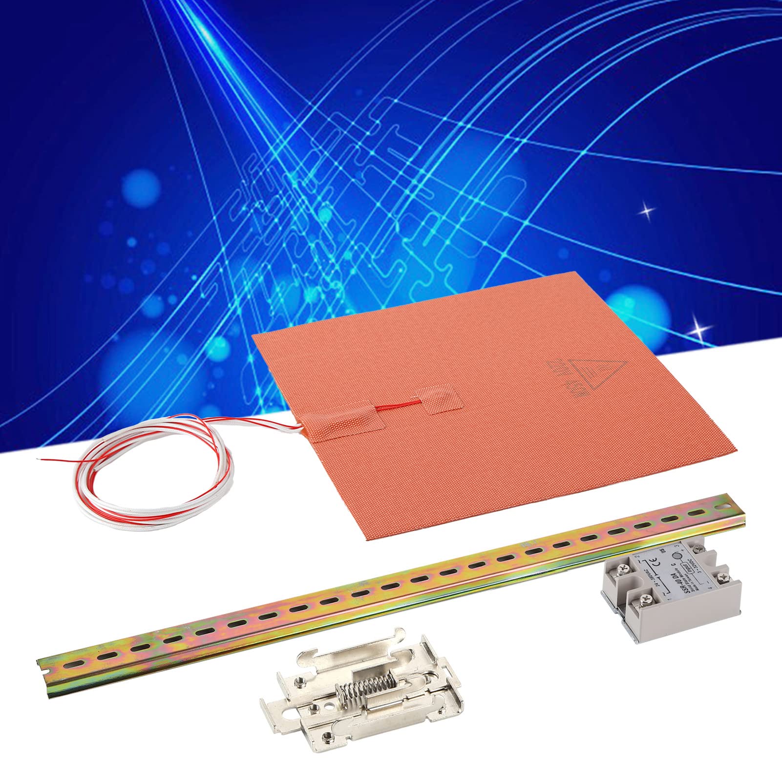 Zestaw grzałek silikonowych do drukarki 3D, przekaźnik SSR, osłona przesuwna, stół podgrzewany, 250x250mm, 220V, 450W
