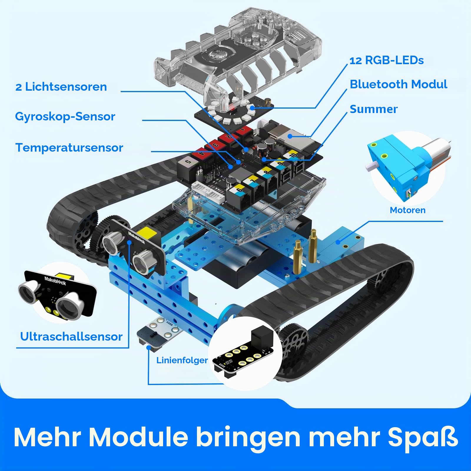 Makeblock mBot Ranger Roboter Programmierbarer 3 in 1, Roboter Bausatz für Kinder ab 8 Jahre, APP-Ferngesteuerte Roboter Kinder Spielzeug können mit Scratch/Arduino programmiert Werden