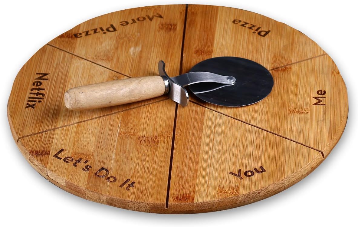 Amazon.com | Personalized Pizza Serving Board with Pizza Cutter ...
