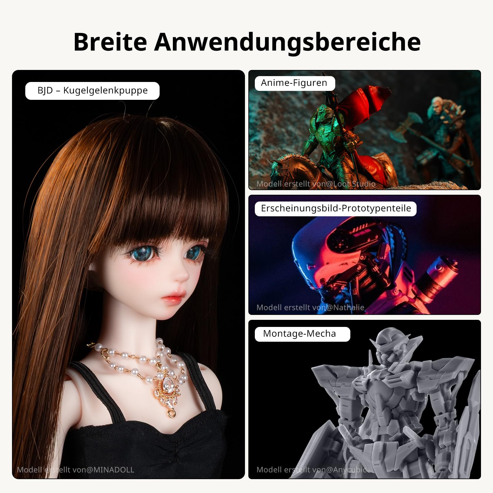 Anycubic BJD Wear-Resistant 3D Drucker Harz, Authentische BJD Hautfarben, Anti-Vergilbung & Kratzfestes UV-Resin für Kugelgelenkpuppen, Hohe Präzision & Einfaches Makeup (Mia Pink, 1 kg)